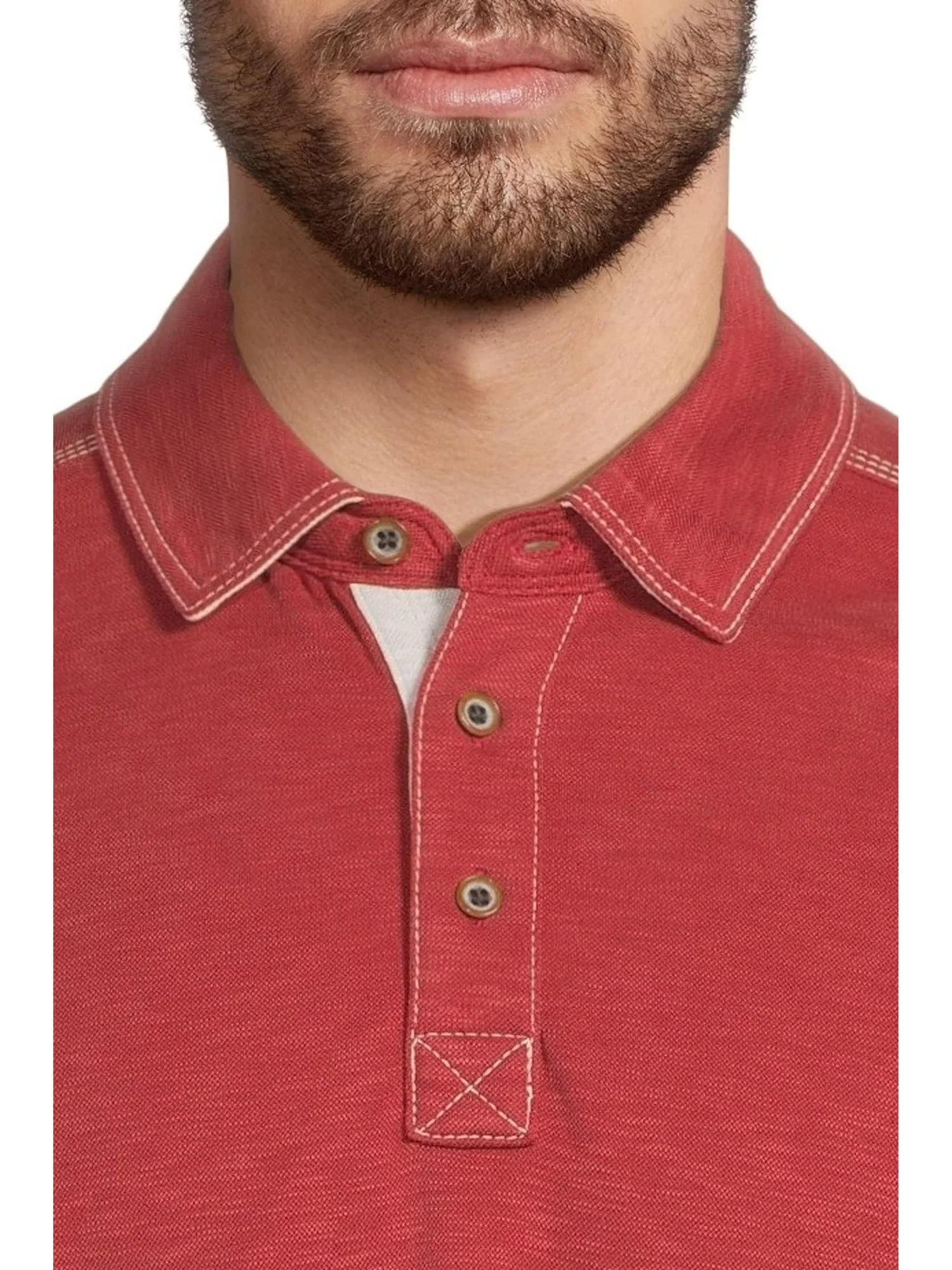 Поло Johnston & Murphy Vintage Slub Long-Sleeve Polo — изображение 4 из 5, красный