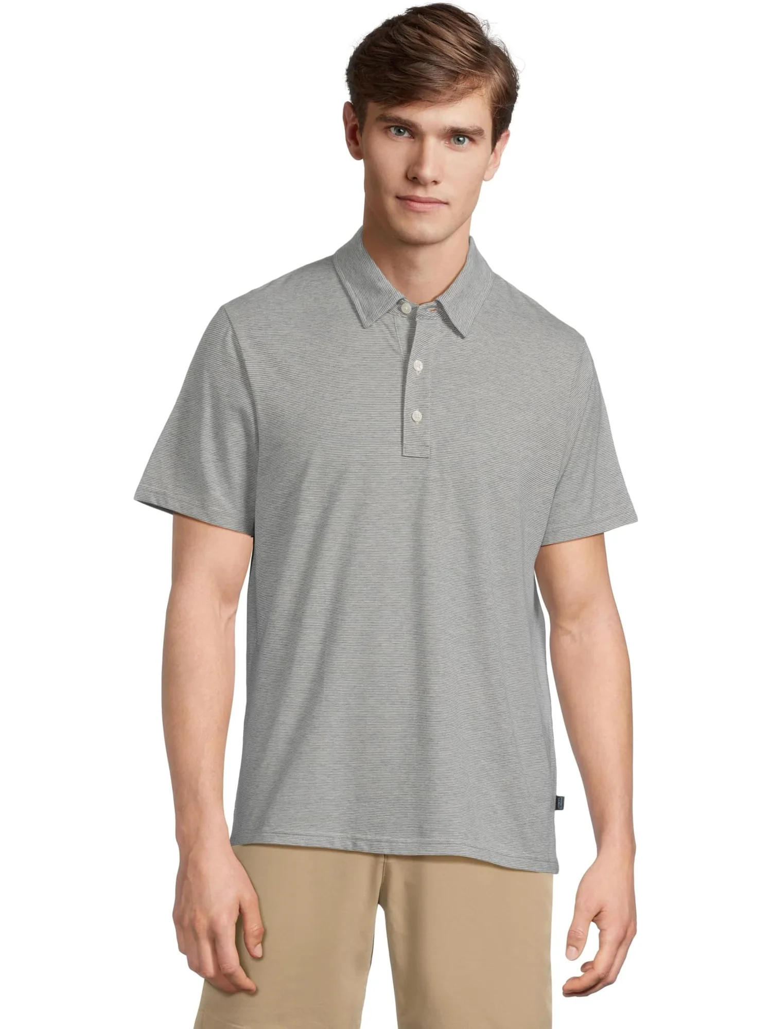 Поло L.L.Bean Comfort Stretch Performance Pima Polo Short-sleeve Stripe — изображение 1 из 5, светлый серый