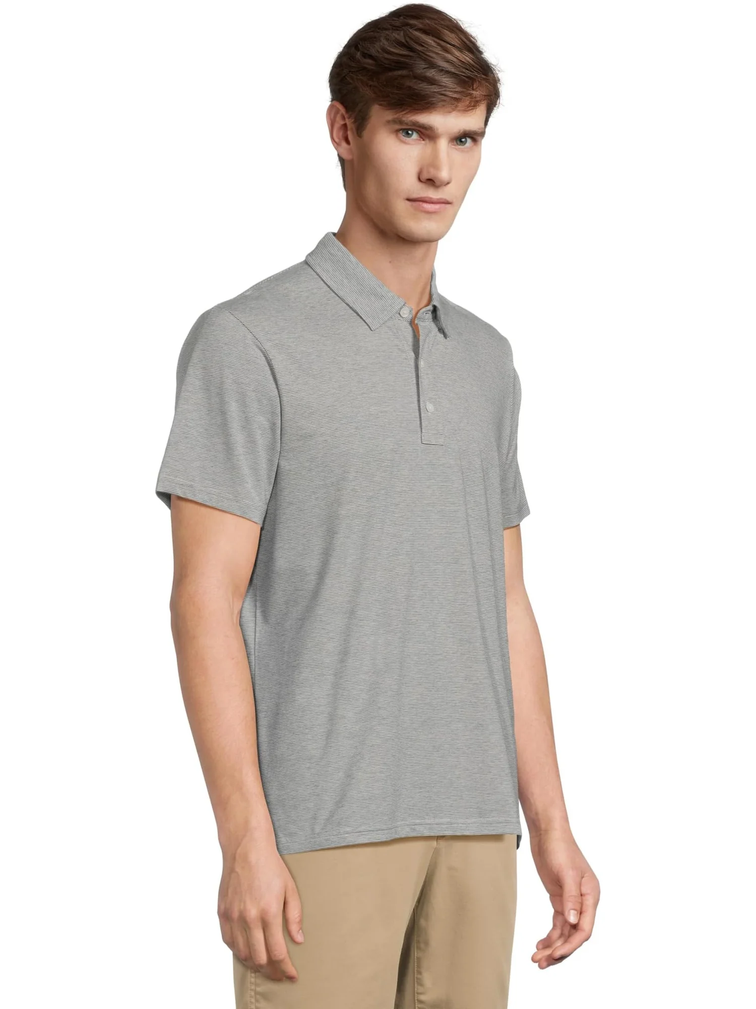 Поло L.L.Bean Comfort Stretch Performance Pima Polo Short-sleeve Stripe — изображение 2 из 5, светлый серый