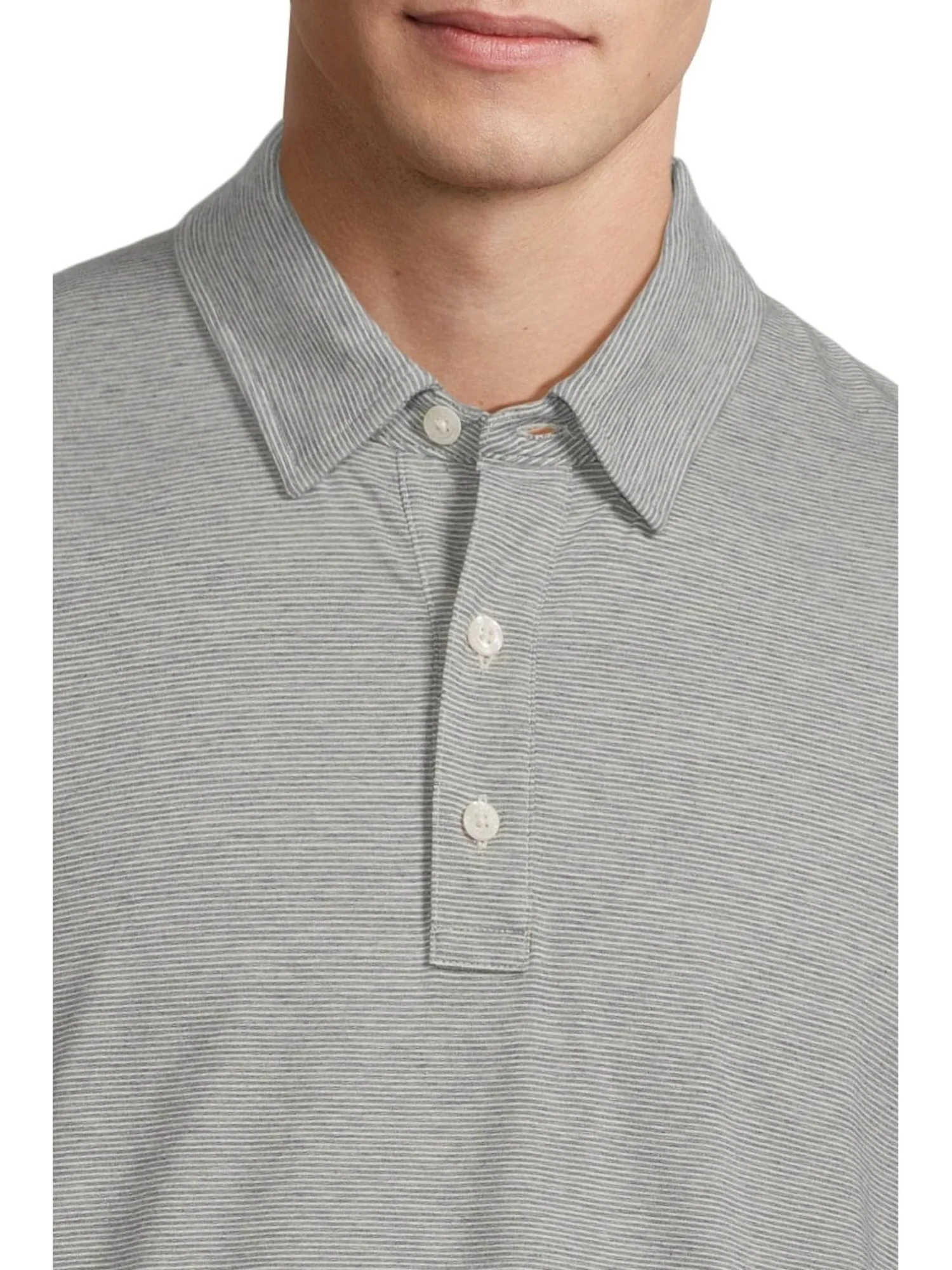 Поло L.L.Bean Comfort Stretch Performance Pima Polo Short-sleeve Stripe — изображение 4 из 5, светлый серый