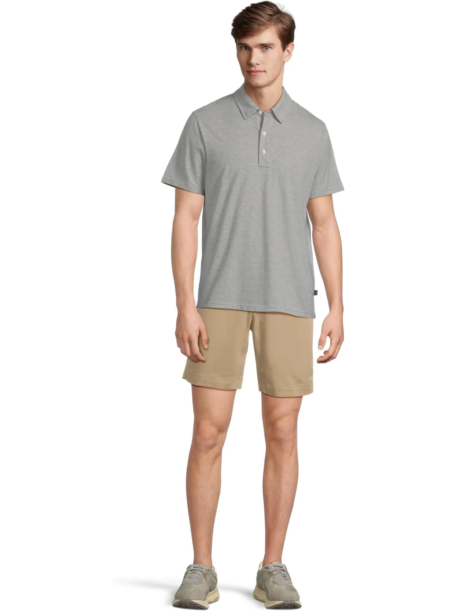 Поло L.L.Bean Comfort Stretch Performance Pima Polo Short-sleeve Stripe — изображение 5 из 5, светлый серый
