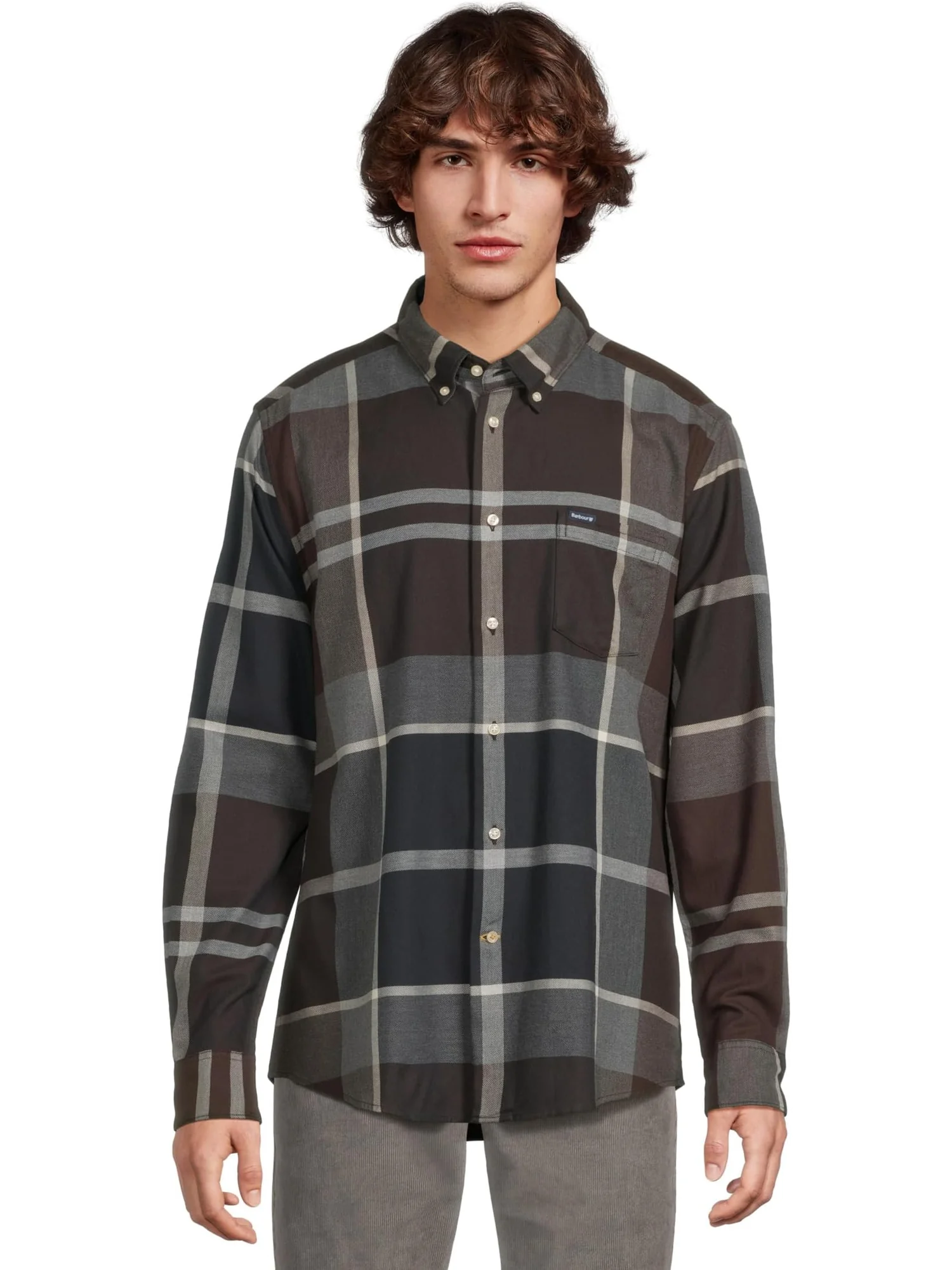 Мужская рубашка Dunoon Tallored Barbour, Midnight Oak Tartan — изображение 1 из 5, коричневый