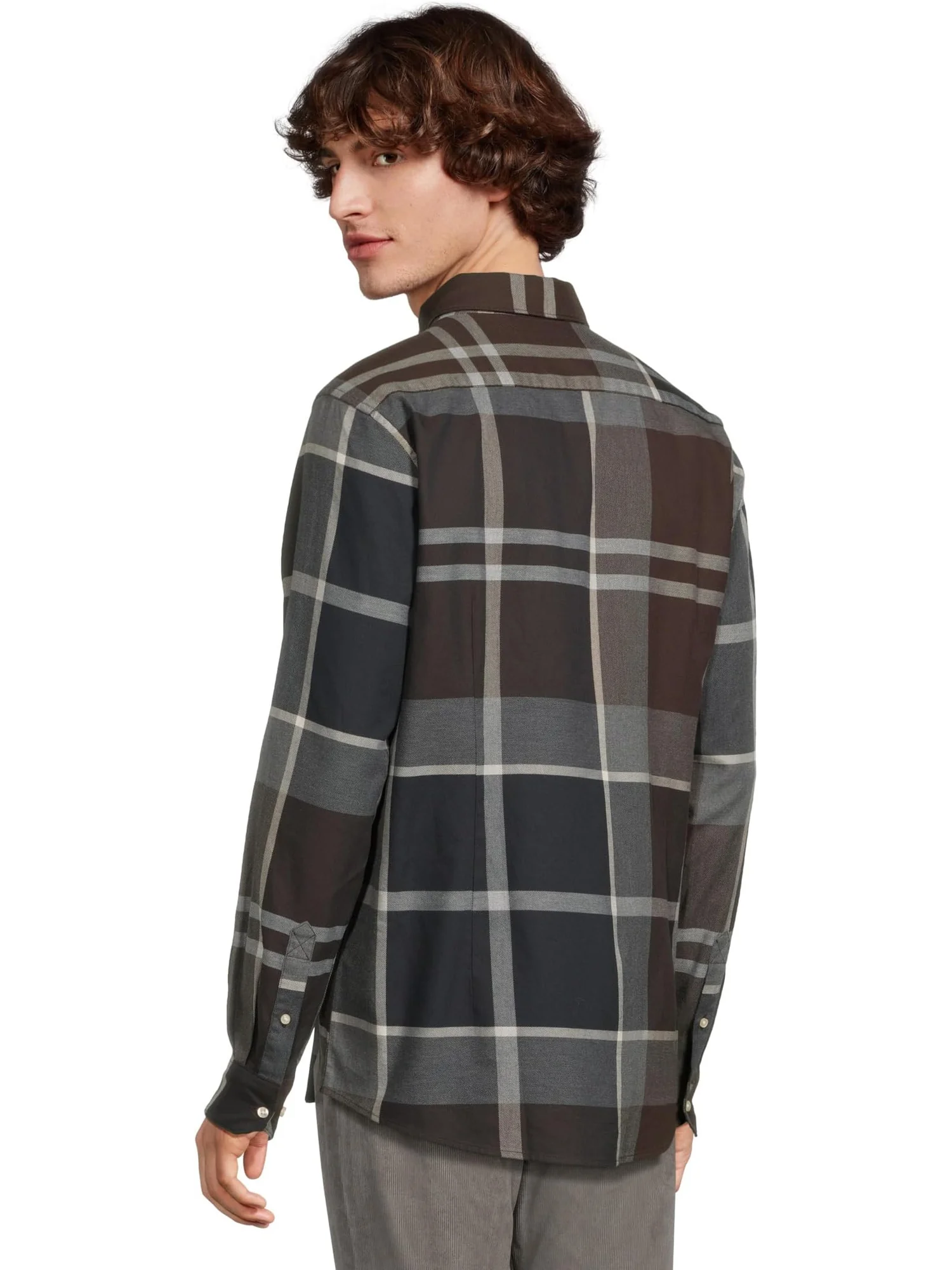 Мужская рубашка Dunoon Tallored Barbour, Midnight Oak Tartan — изображение 3 из 5, коричневый
