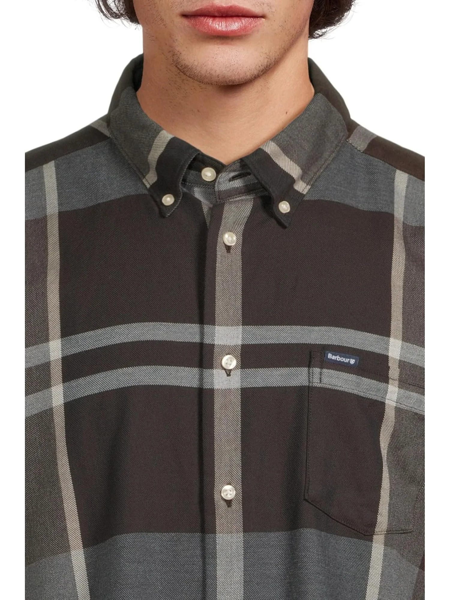 Мужская рубашка Dunoon Tallored Barbour, Midnight Oak Tartan — изображение 4 из 5, коричневый