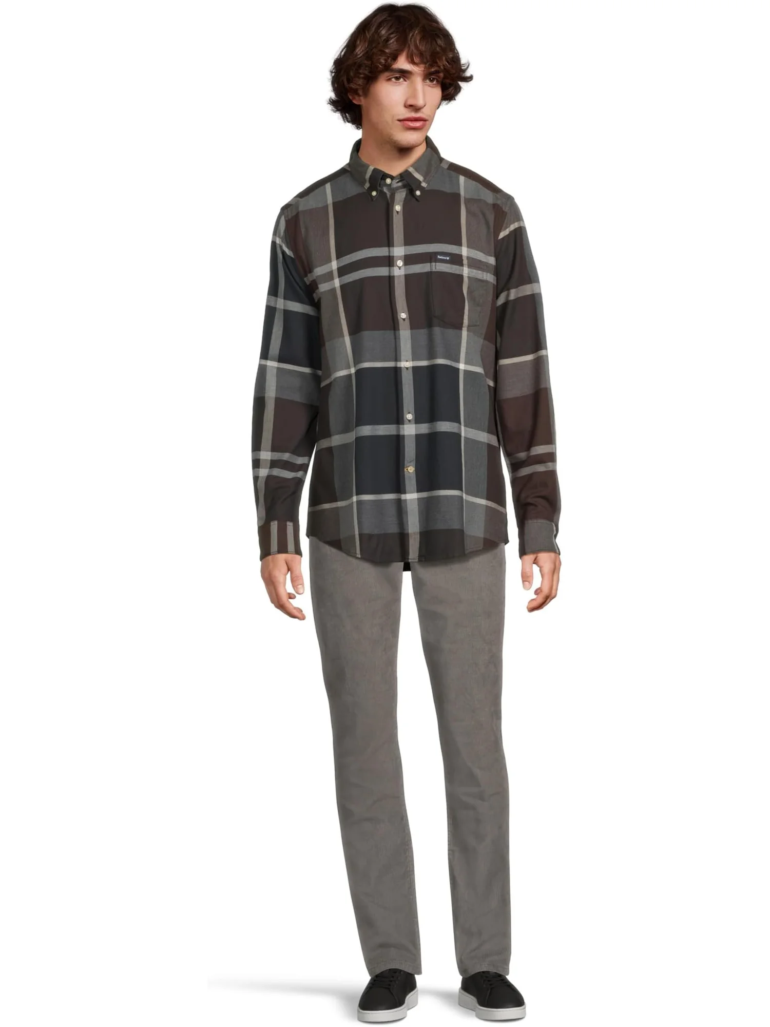 Мужская рубашка Dunoon Tallored Barbour, Midnight Oak Tartan — изображение 5 из 5, коричневый