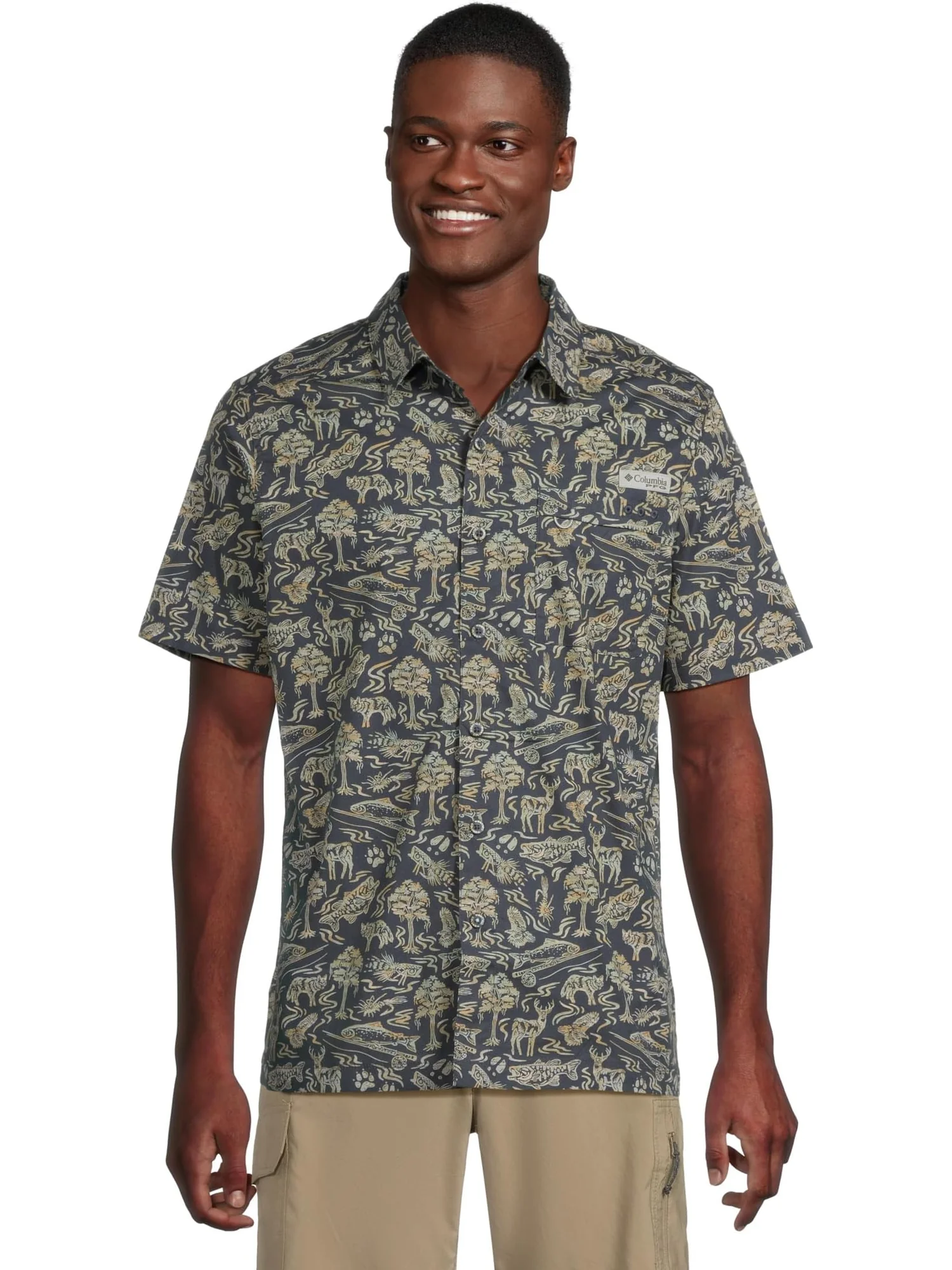 Рубашка Columbia Wild Cast Camp Shirt, цвет Nocturnal Guadalupe Convo — изображение 1 из 5