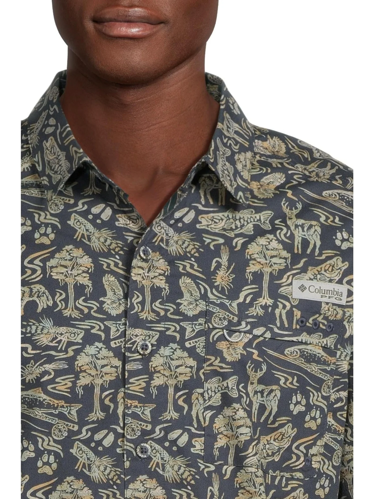 Рубашка Columbia Wild Cast Camp Shirt, цвет Nocturnal Guadalupe Convo — изображение 4 из 5