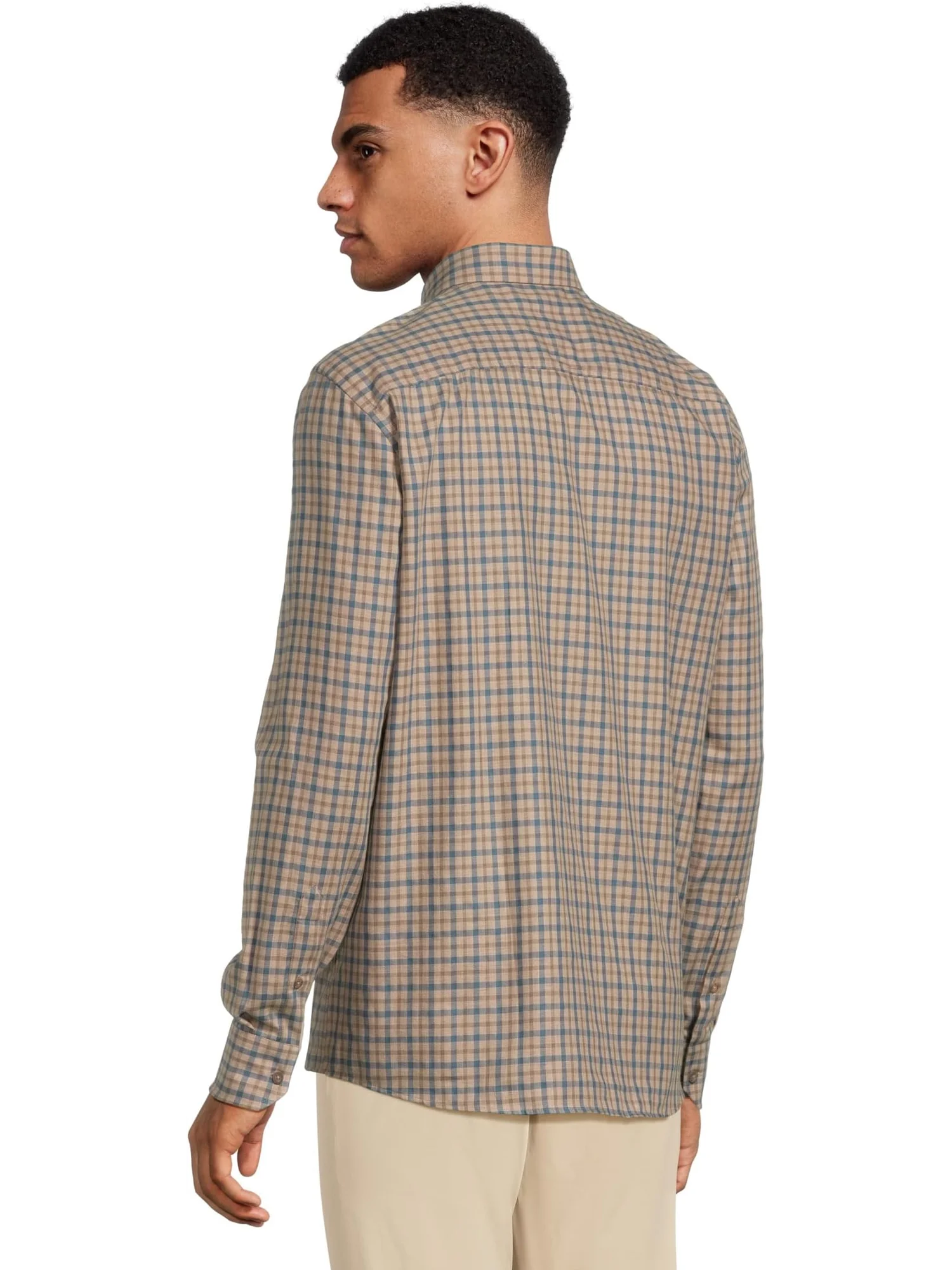 Рубашка Johnston & Murphy Heathered Shirt — изображение 3 из 5, коричневый/темно-синий