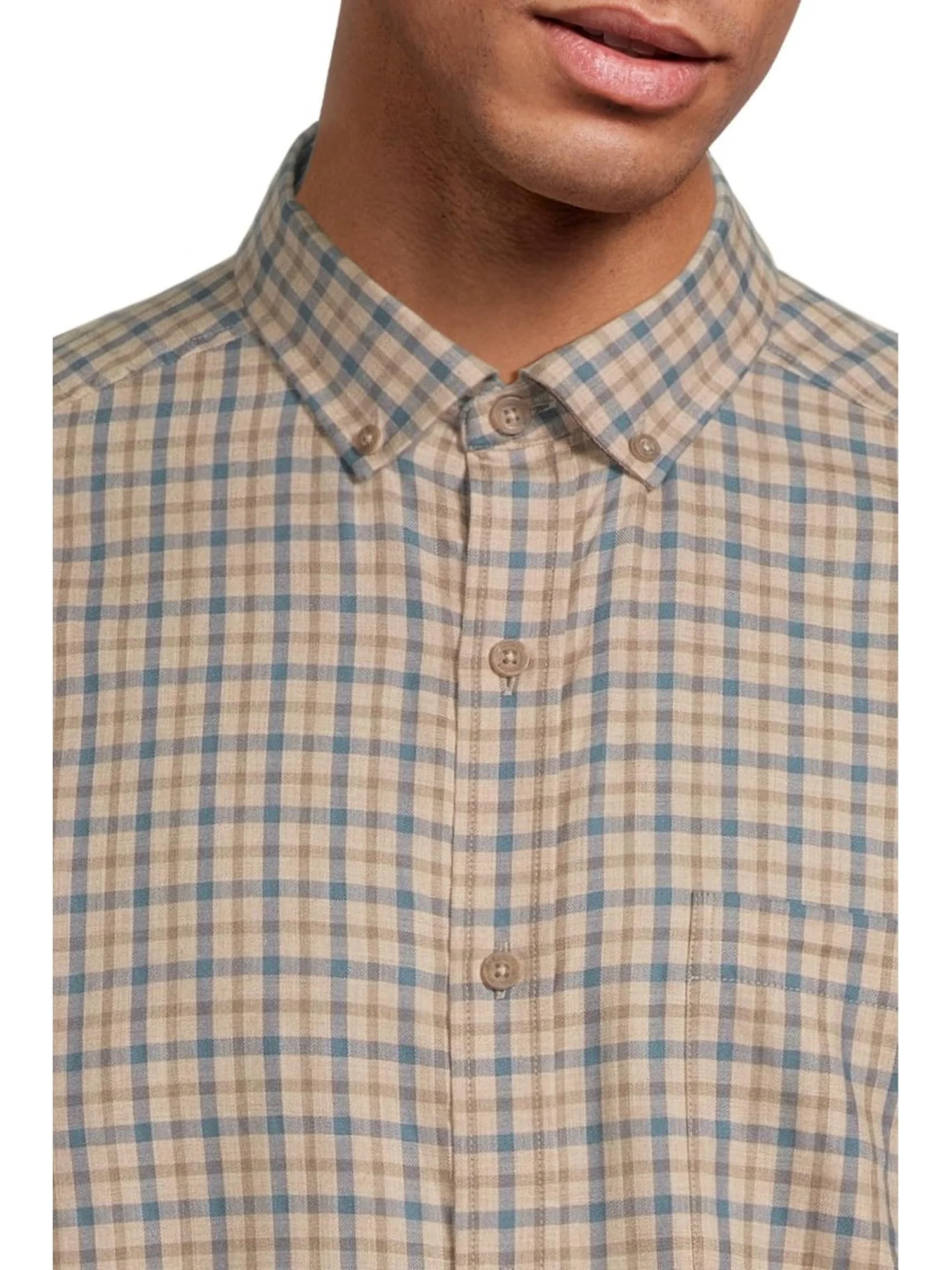 Рубашка Johnston & Murphy Heathered Shirt — изображение 4 из 5, коричневый/темно-синий