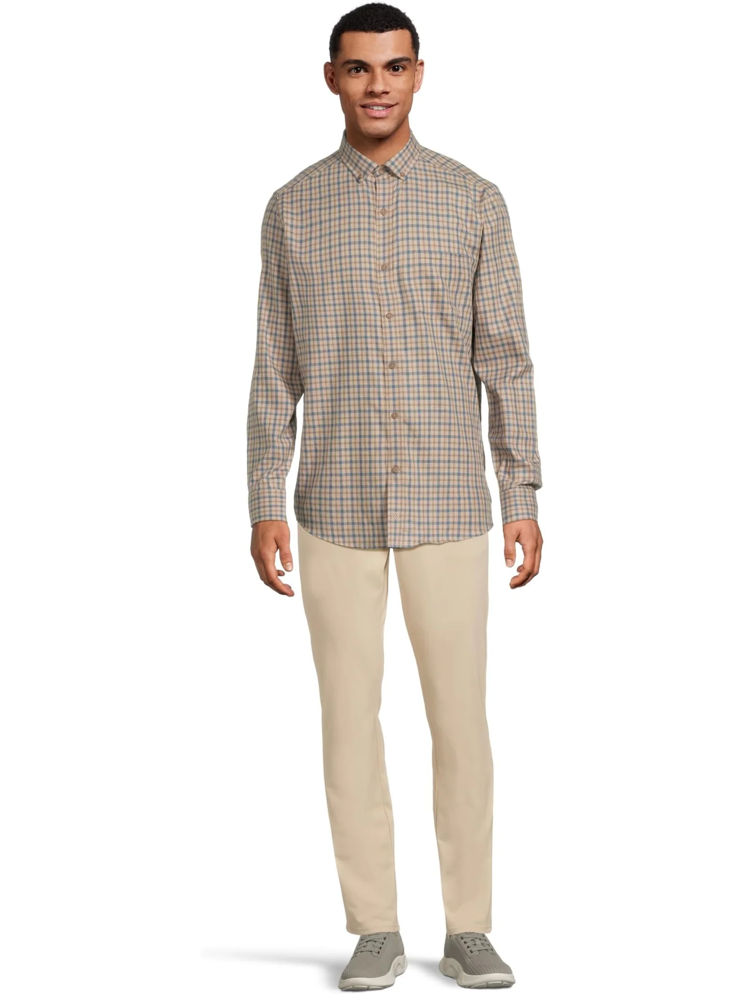 Рубашка Johnston & Murphy Heathered Shirt — изображение 5 из 5, коричневый/темно-синий