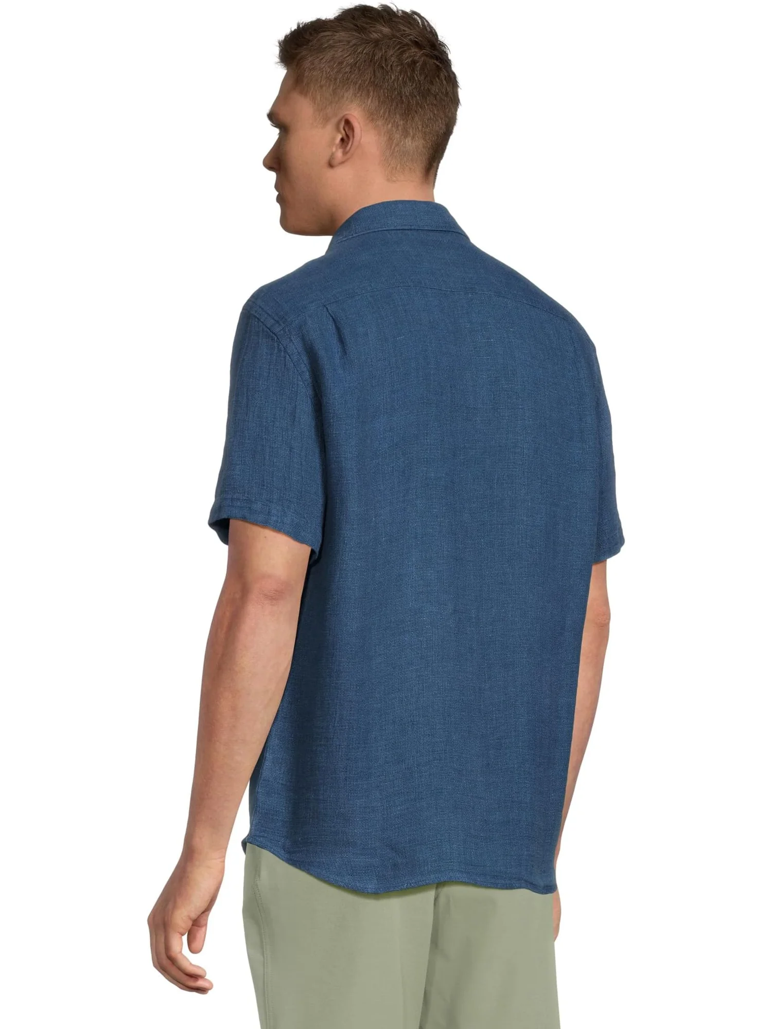 Рубашка Faherty Short Sleeve Palma Linen Shirt — изображение 3 из 5, индиго