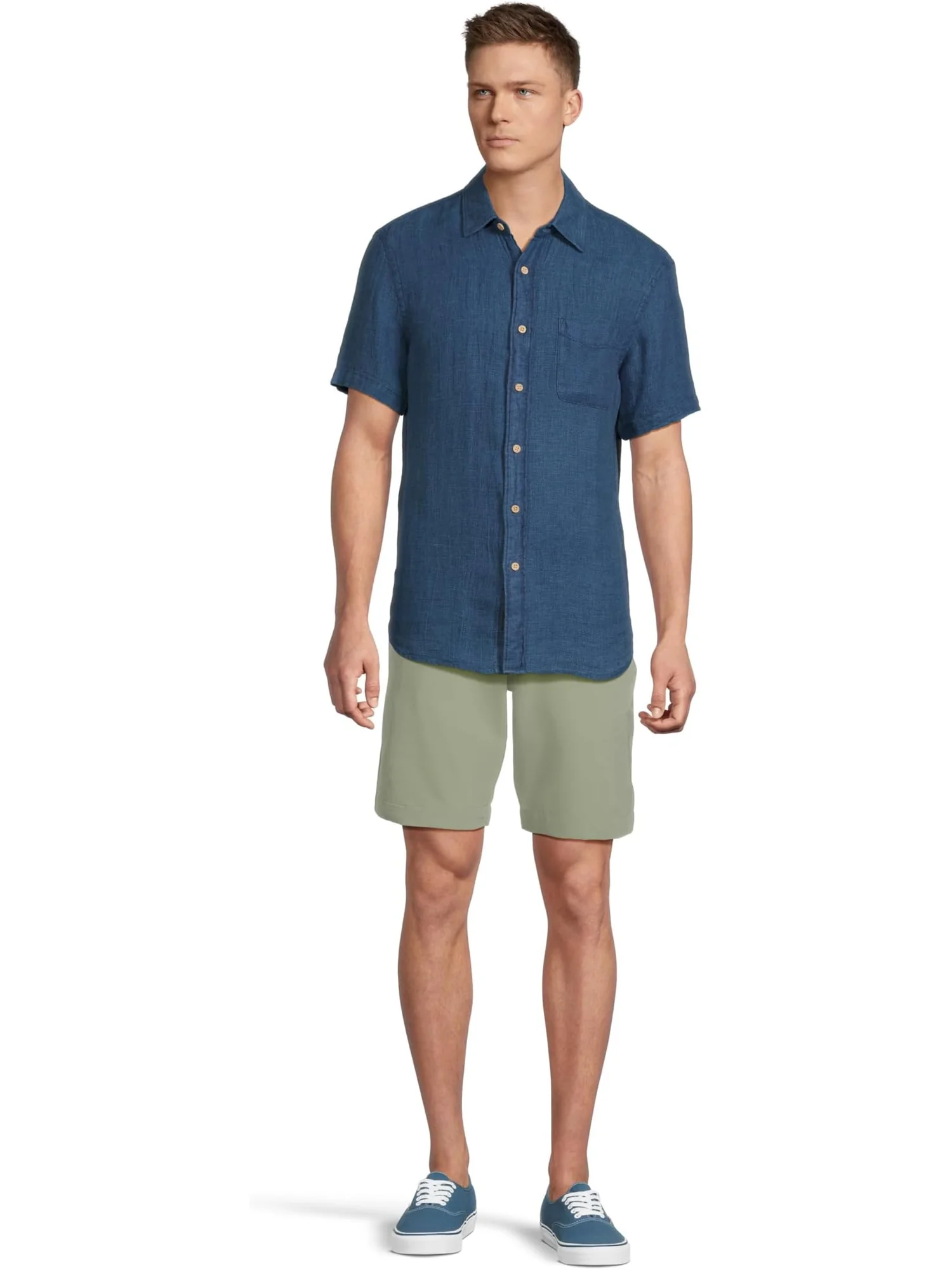 Рубашка Faherty Short Sleeve Palma Linen Shirt — изображение 5 из 5, индиго