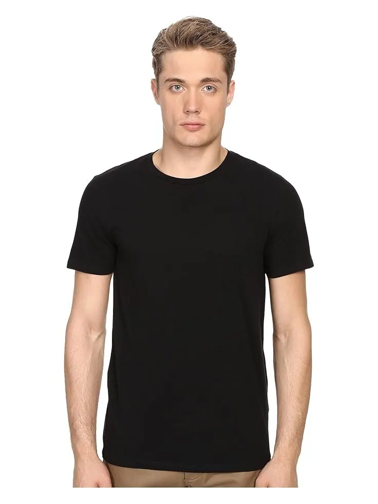 Рубашка Vince Short Sleeve Pima Cotton Crew Neck Shirt — изображение 1 из 3, черный