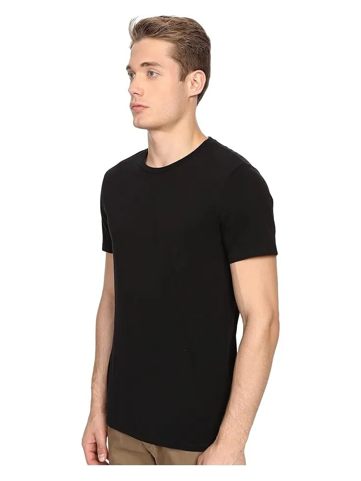 Рубашка Vince Short Sleeve Pima Cotton Crew Neck Shirt — изображение 2 из 3, черный
