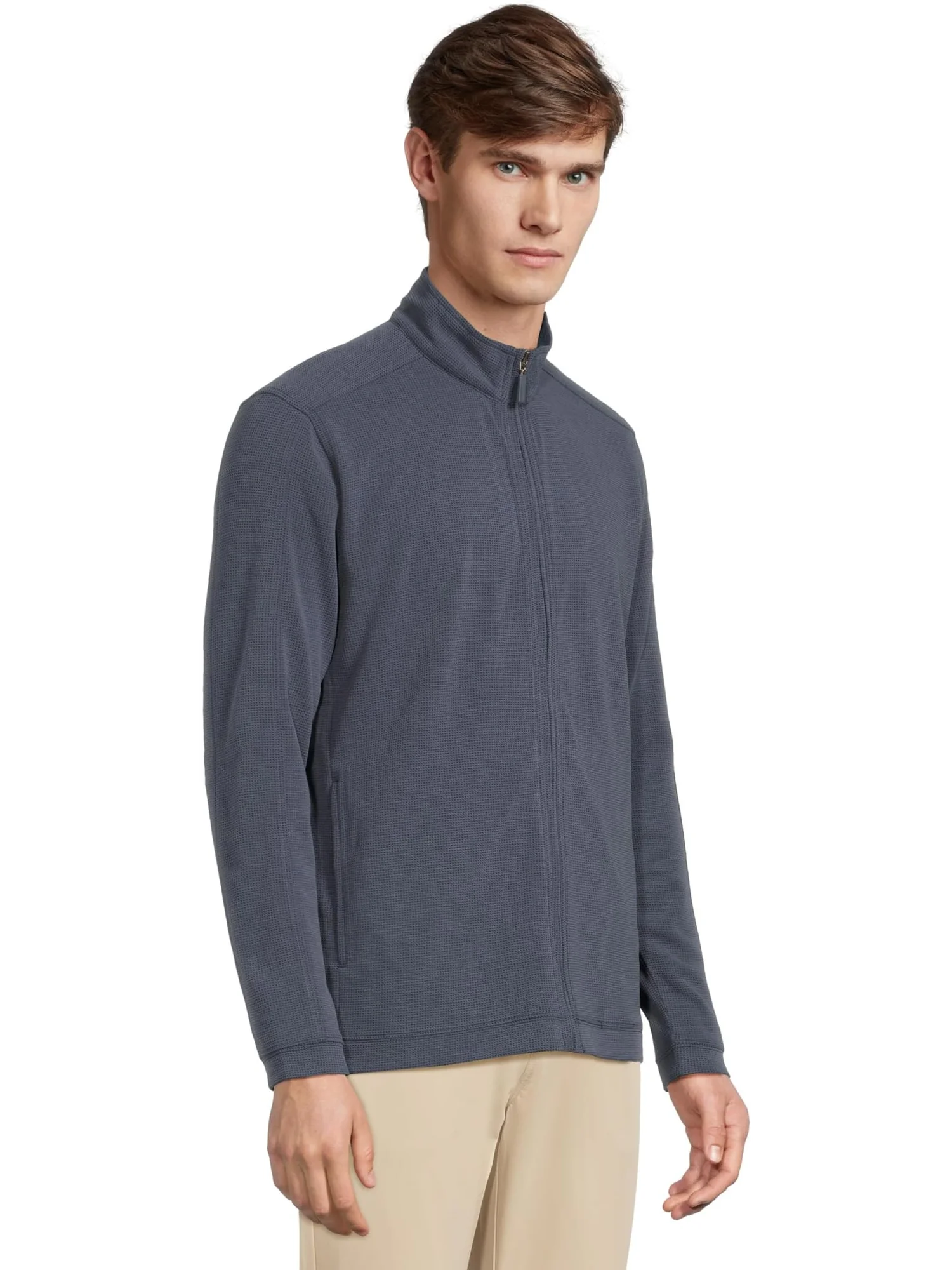 Толстовка Johnston & Murphy Vintage Waffle Full Zip — изображение 2 из 5, темно-синий