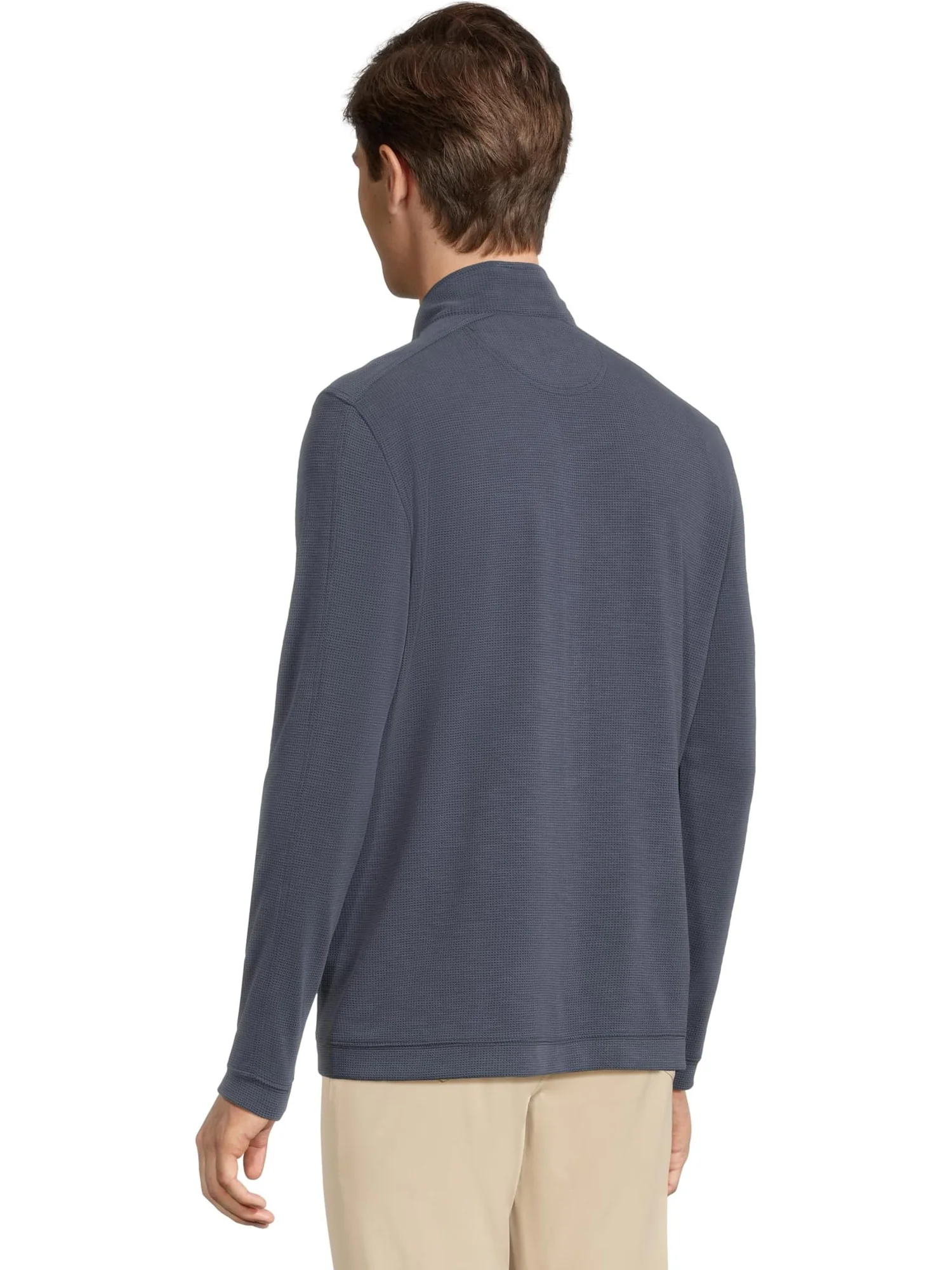 Толстовка Johnston & Murphy Vintage Waffle Full Zip — изображение 3 из 5, темно-синий