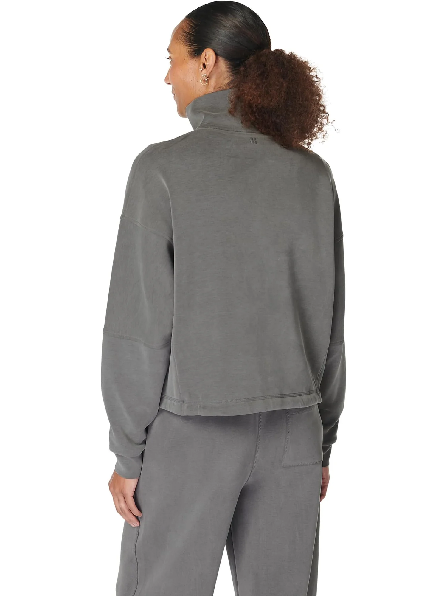 Толстовка Sweaty Betty Sand Wash Funnel Neck Half Zip — изображение 2 из 5, темно-серый серый