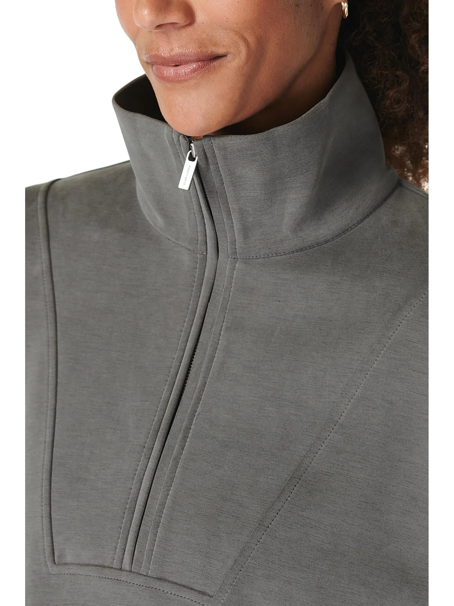 Толстовка Sweaty Betty Sand Wash Funnel Neck Half Zip — изображение 3 из 5, темно-серый серый