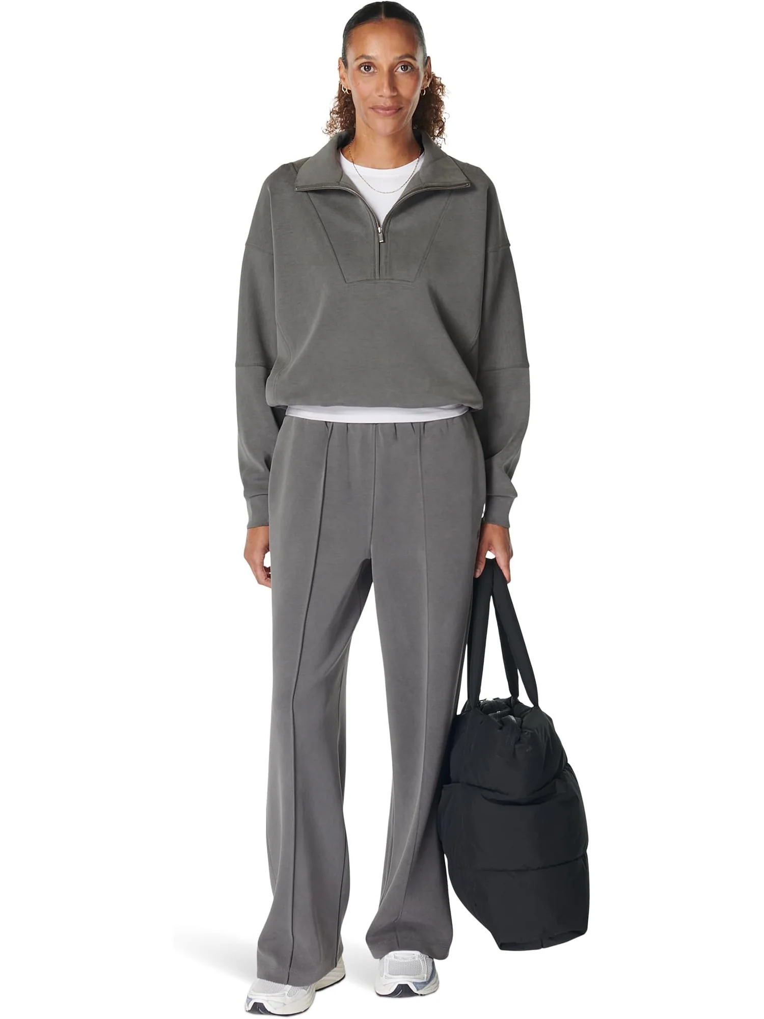 Толстовка Sweaty Betty Sand Wash Funnel Neck Half Zip — изображение 5 из 5, темно-серый серый