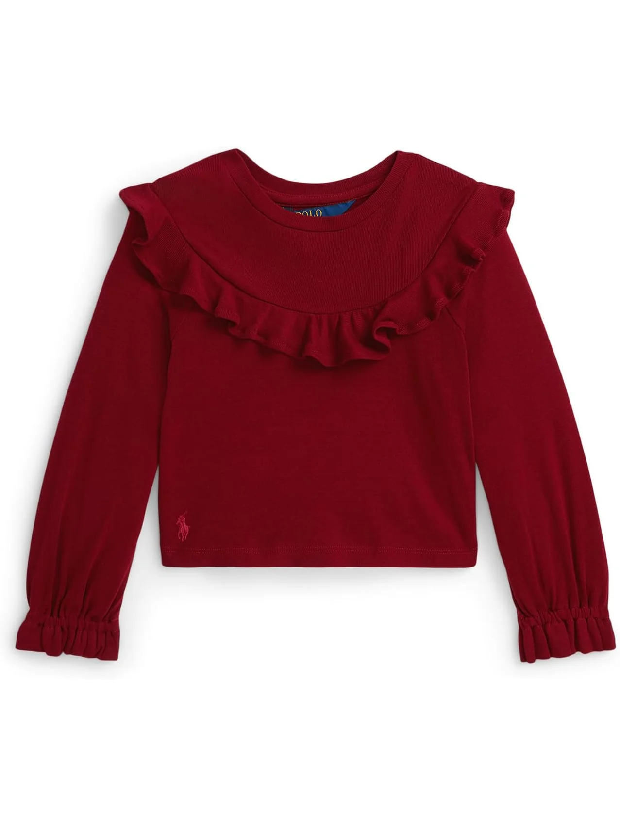 Топ из хлопка и модала с оборками Polo Ralph Lauren Kids — изображение 1 из 2, красный