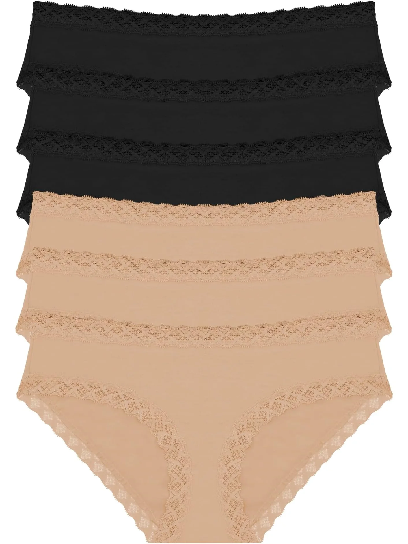 Трусы Natori Bliss Girl Brief 6-Pack — изображение 1 из 1, черный/черный/черный