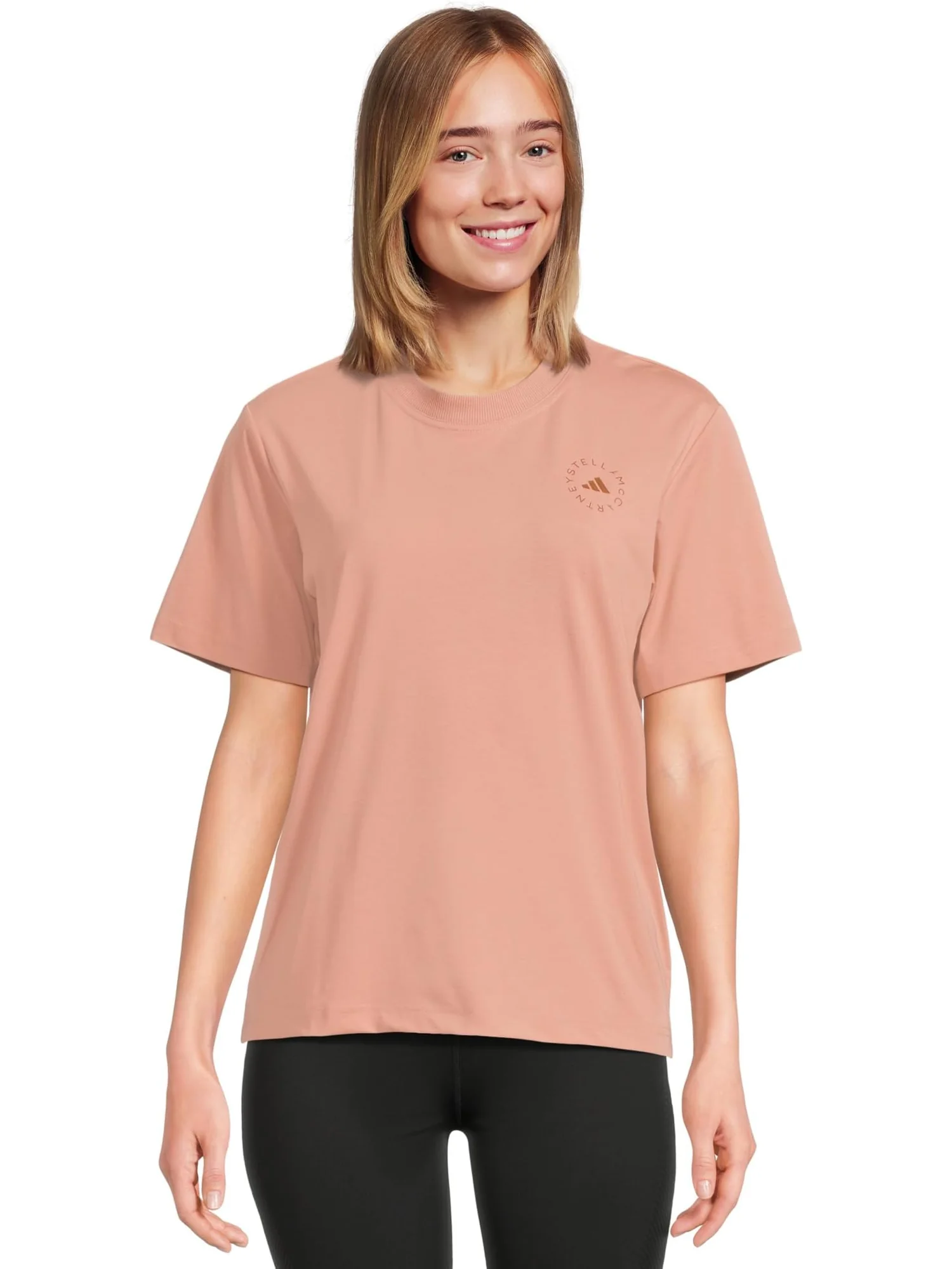 Футболка adidas by Stella McCartney Regular T-Shirt JX6776 — изображение 1 из 5, розовый оттенок дерева