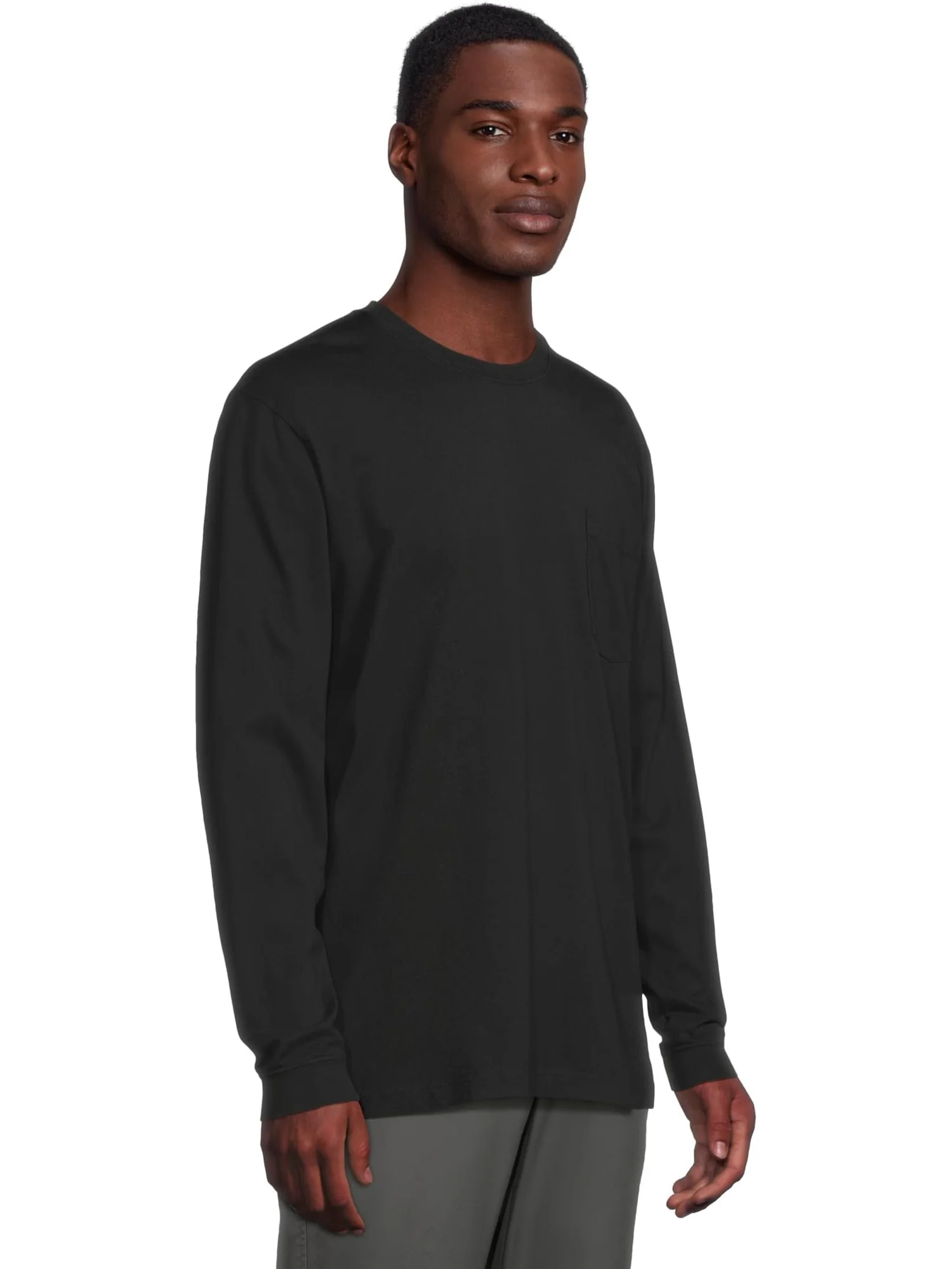 Футболка L.L.Bean Carefree Unshrinkable Tee With Pocket Traditional Fit Long-sleeve — изображение 2 из 5, черный