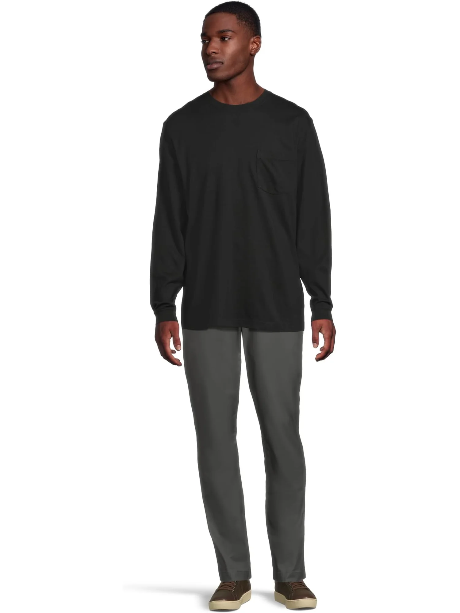 Футболка L.L.Bean Carefree Unshrinkable Tee With Pocket Traditional Fit Long-sleeve — изображение 5 из 5, черный