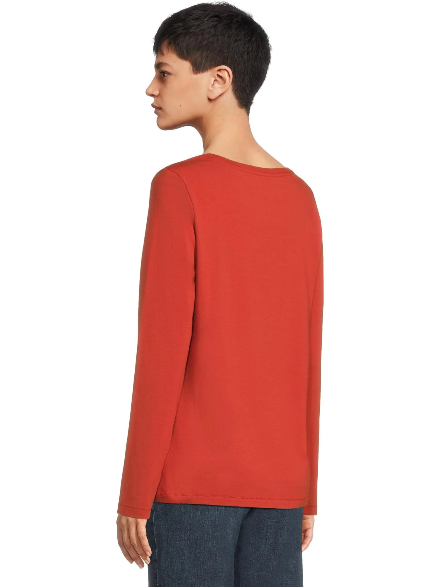 Футболка L.L.Bean Soft Stretch Supima Tee Scoop Neck Long Sleeve — изображение 3 из 5, кайенский оранжевый