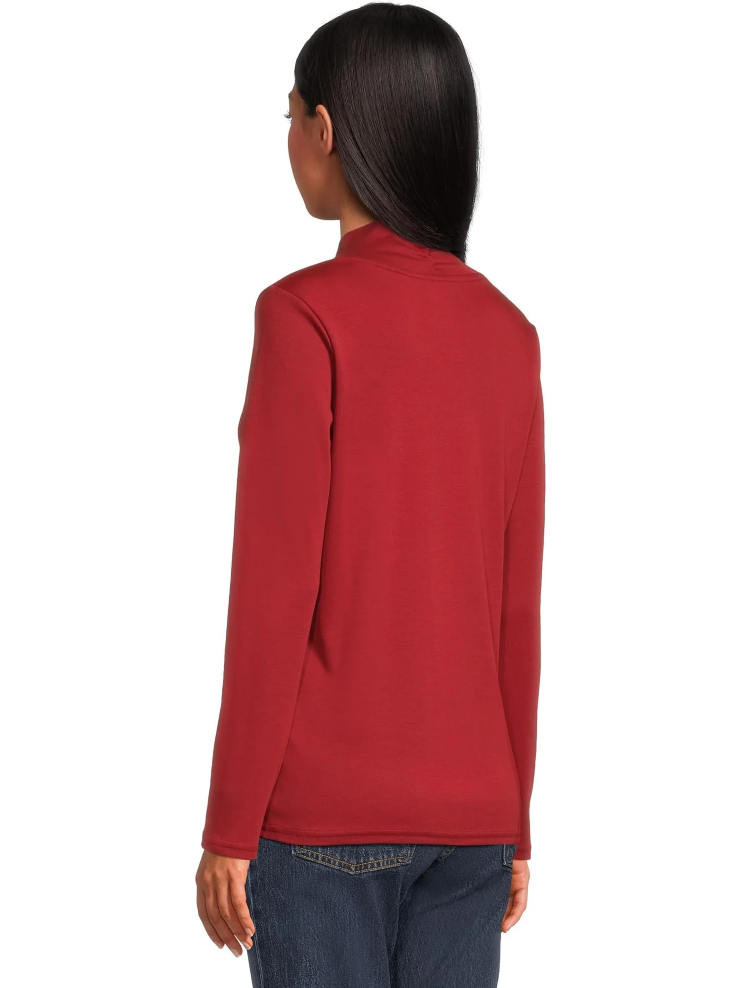 Футболка L.L.Bean Pima Shawl Long-Sleeve Cotton Tee — изображение 3 из 5, красный