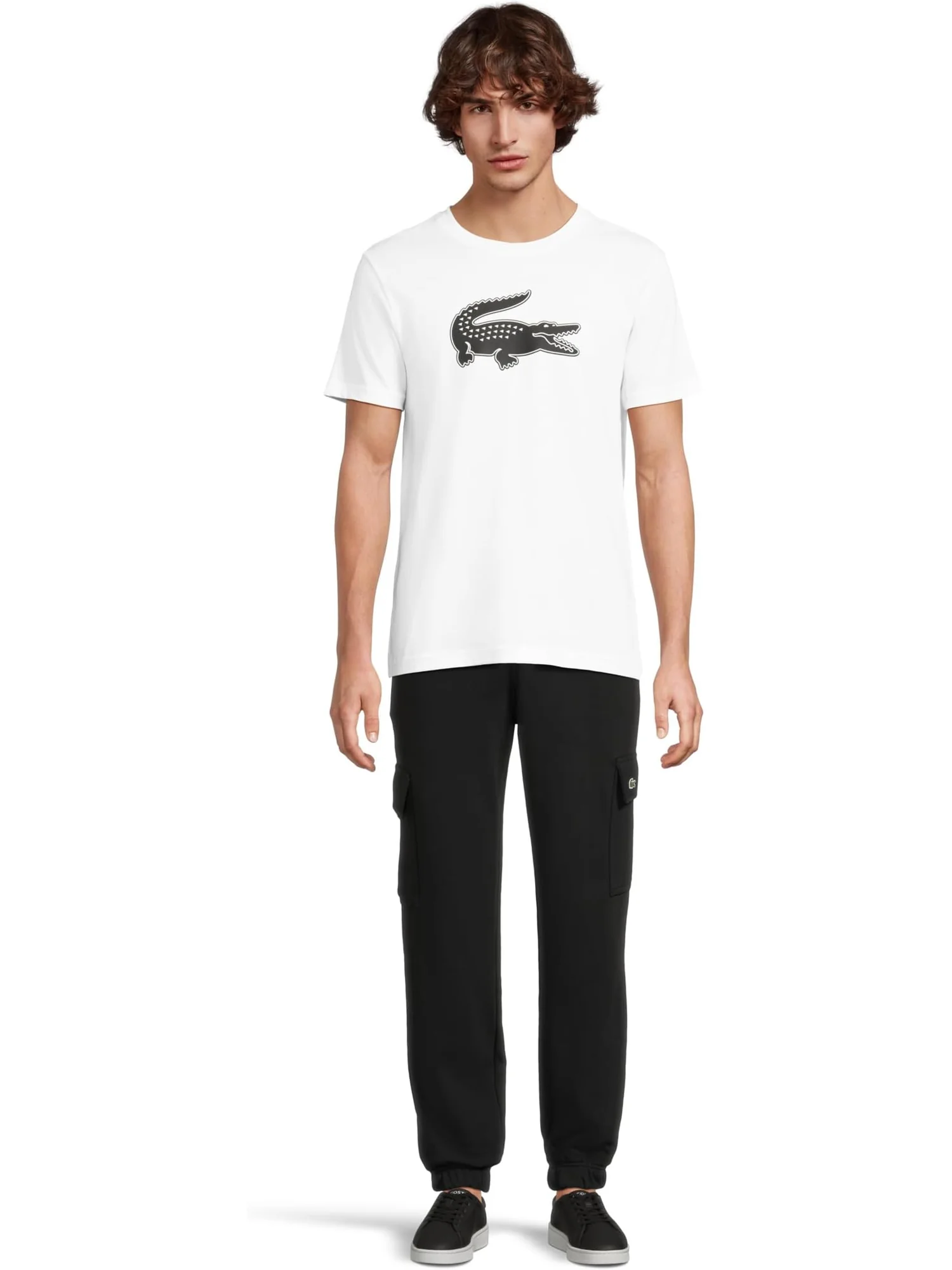 Футболка Lacoste Ultra Dry XXL Logo Sport T-shirt — изображение 5 из 5, белый/черный