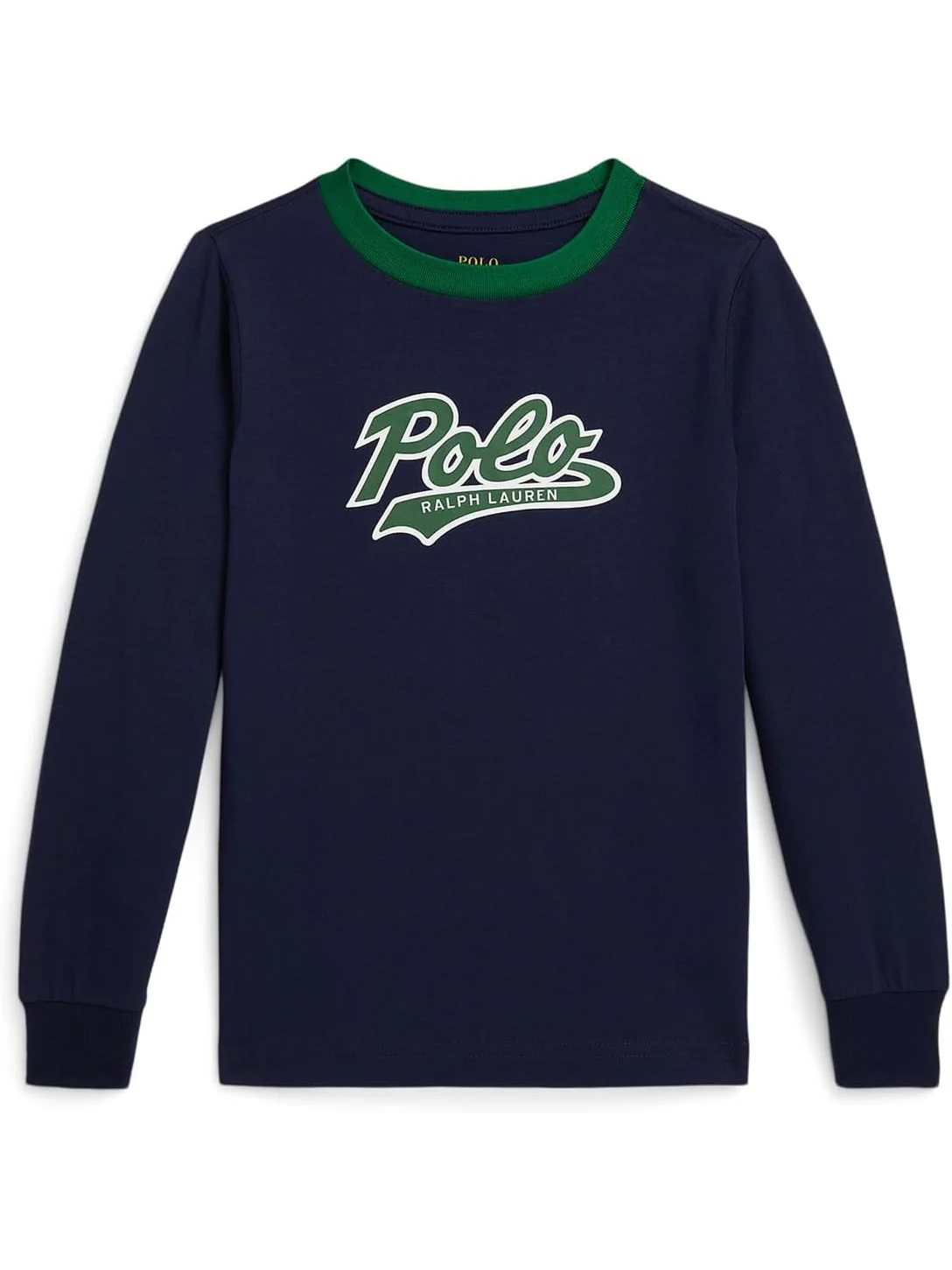 Футболка Polo Ralph Lauren Kids Logo Cotton Long-Sleeve Tee — изображение 1 из 2, темно-синий