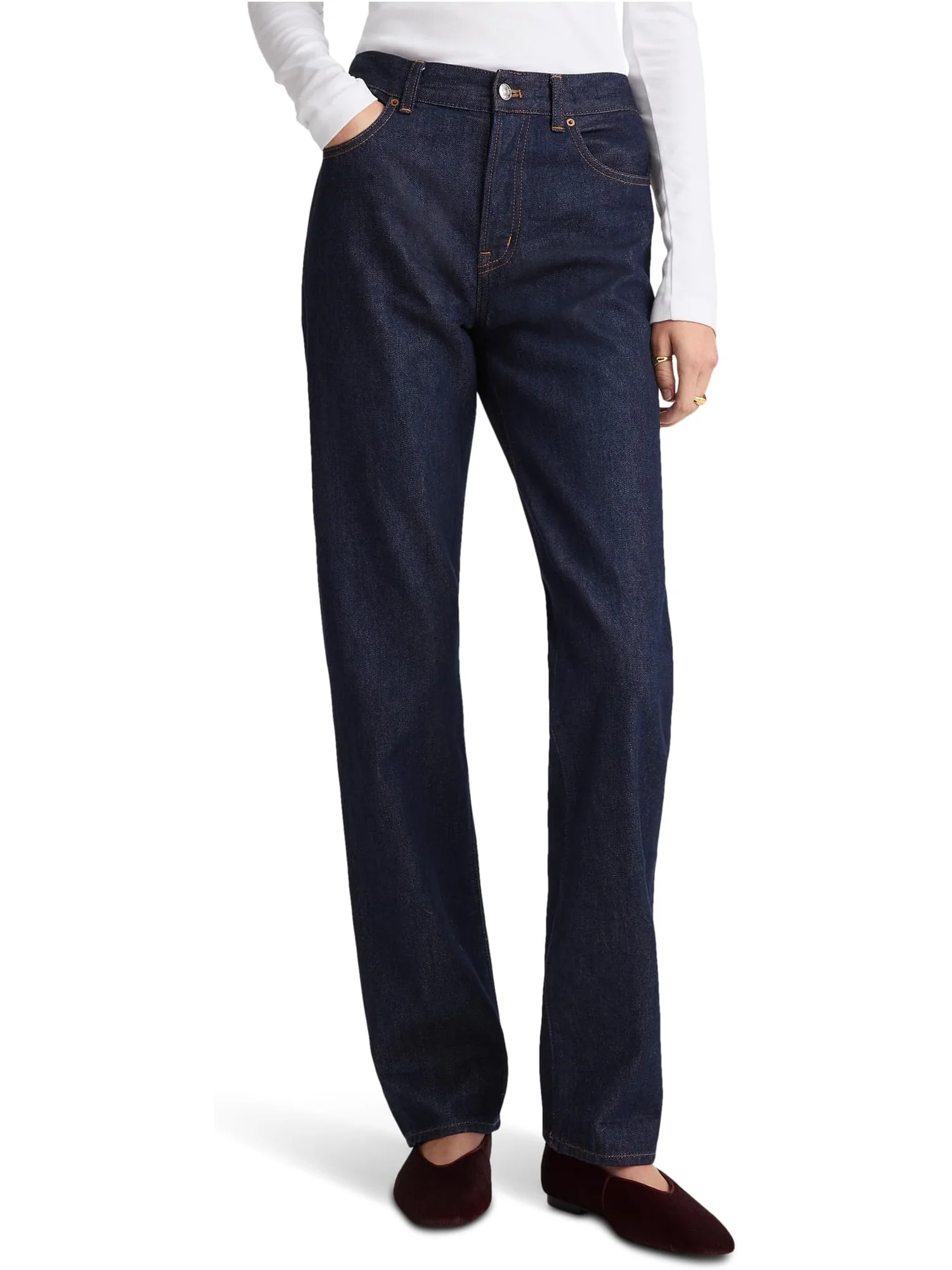 Женские удлиненные прямые джинсы с эффектом полоскания Madewell, Mckinney Wash