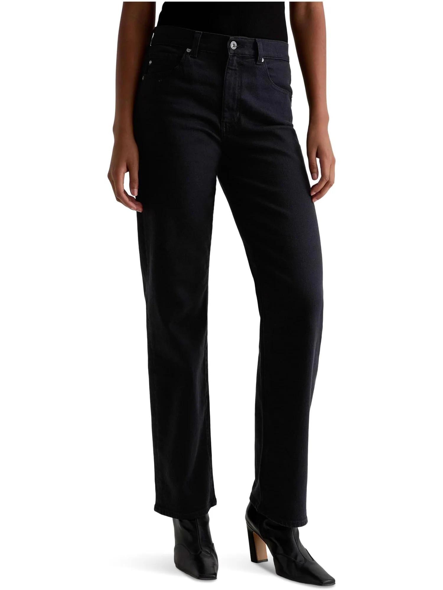 Женские прямые джинсы Brinley средней посадки AG Jeans — изображение 1 из 5, черный