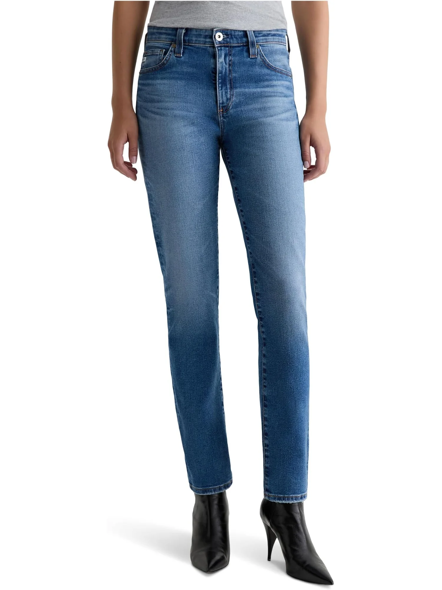 Женские джинсы Mari средней посадки Slim Straight AG Jeans, Tinseltown