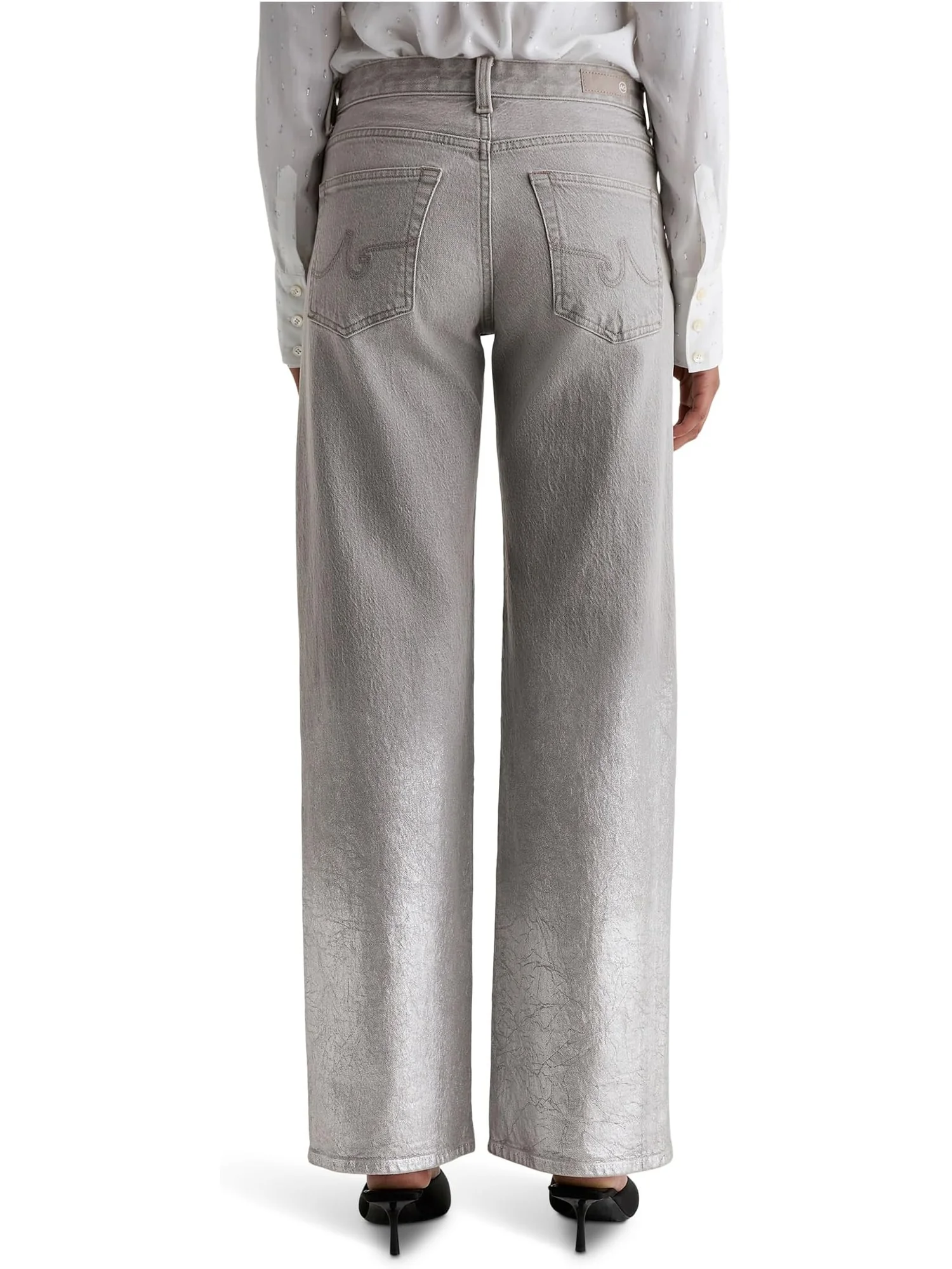 Джинсы AG Jeans Women's Adria Low Rise Baggy Wide Leg — изображение 2 из 6, серебристый