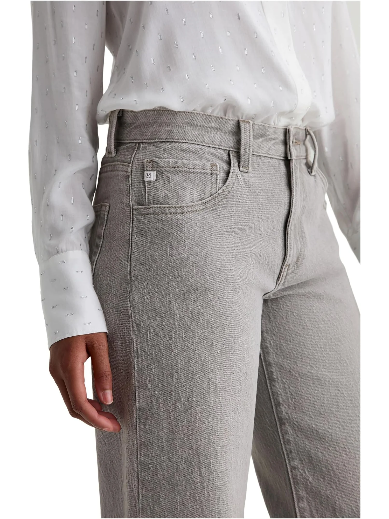 Джинсы AG Jeans Women's Adria Low Rise Baggy Wide Leg — изображение 4 из 6, серебристый