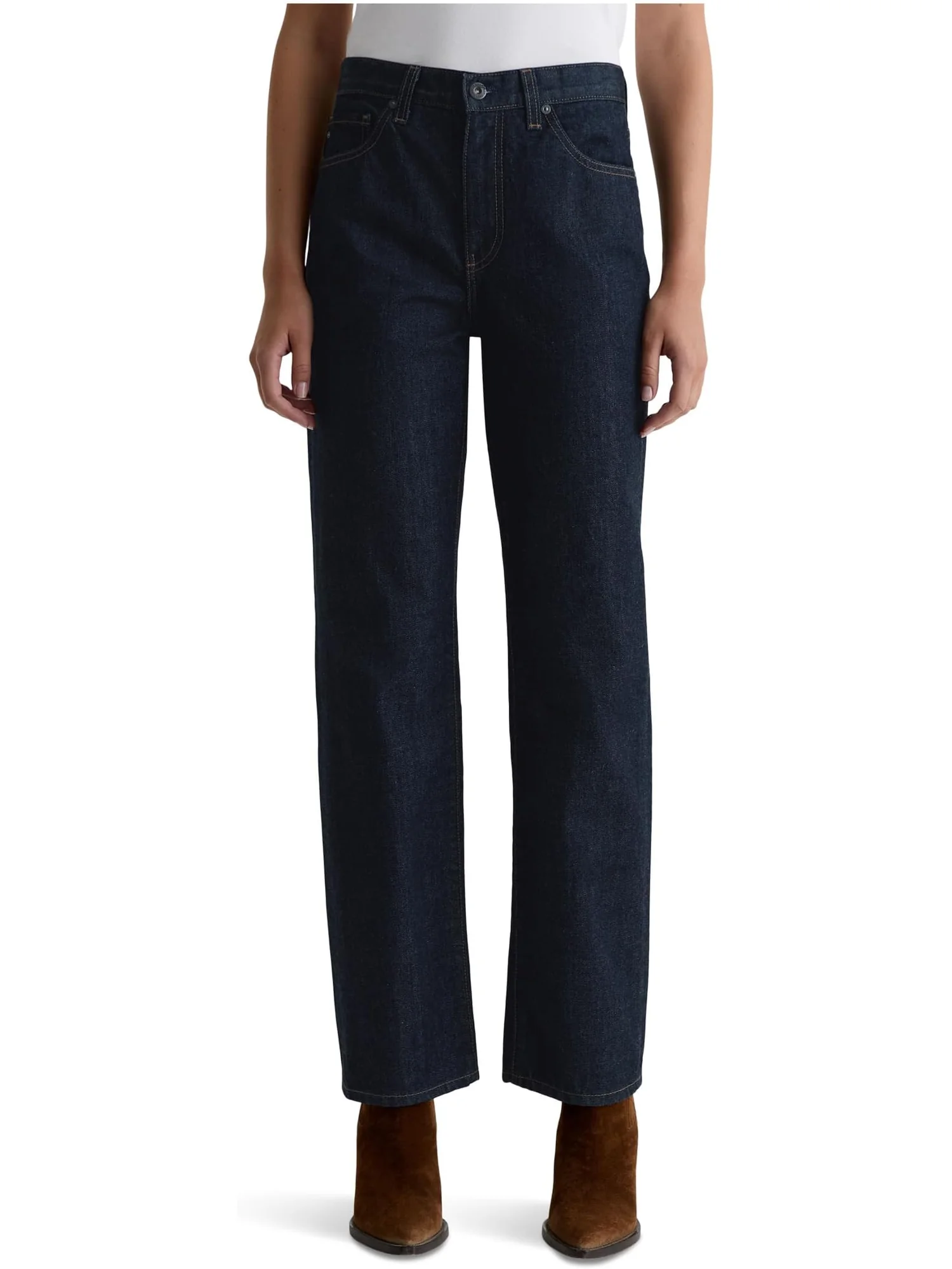 Женские прямые джинсы Brinley средней посадки AG Jeans, Moonrise — изображение 1 из 5, лунный