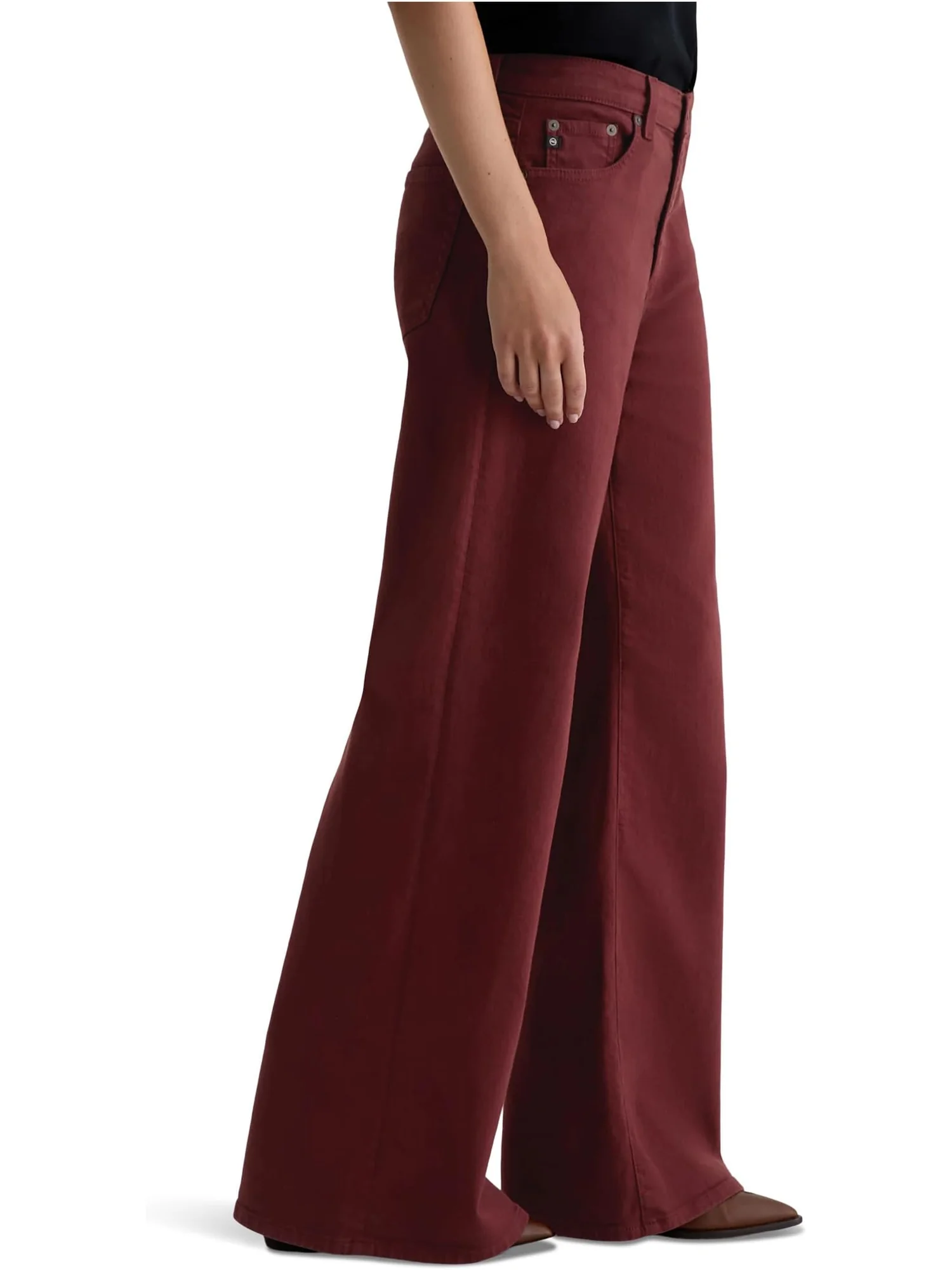 Джинсы AG Jeans Women's Saige Mid Rise Wide Leg — изображение 3 из 5, клюквенный