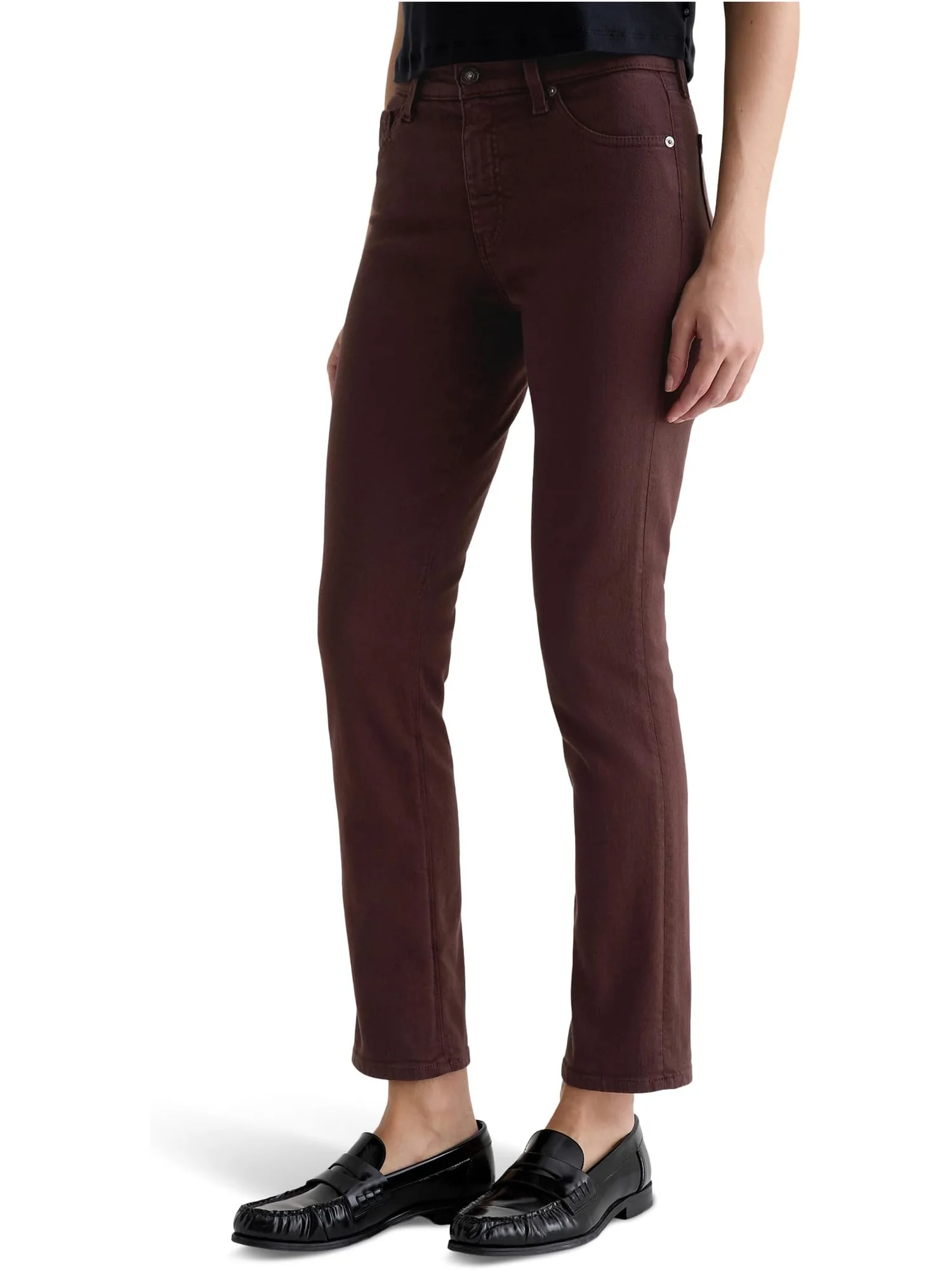 Брюки AG Jeans Women's Mari Mid Rise Slim Straight Jean In Coffee Bean — изображение 2 из 5, кофейный