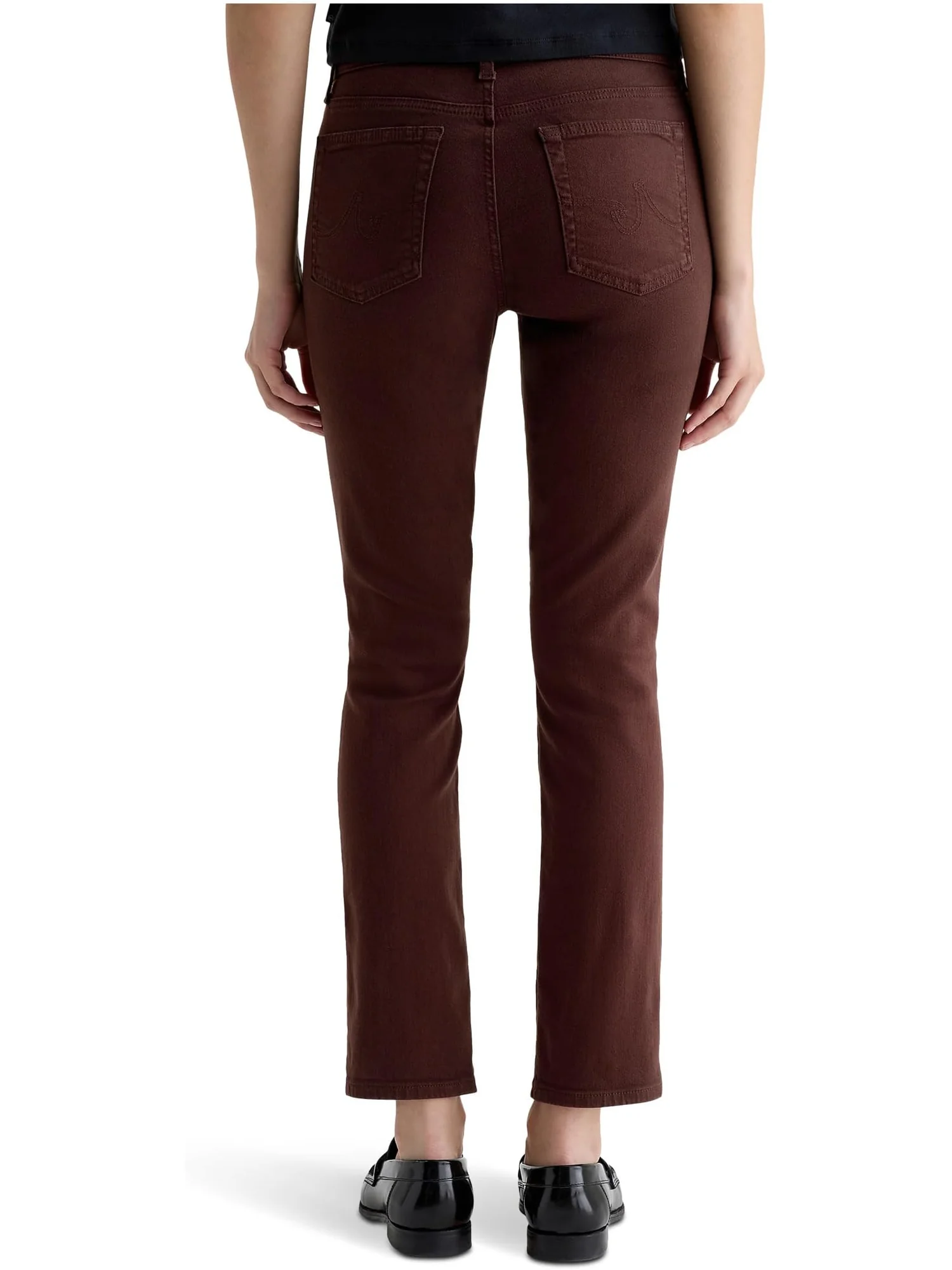 Брюки AG Jeans Women's Mari Mid Rise Slim Straight Jean In Coffee Bean — изображение 3 из 5, кофейный