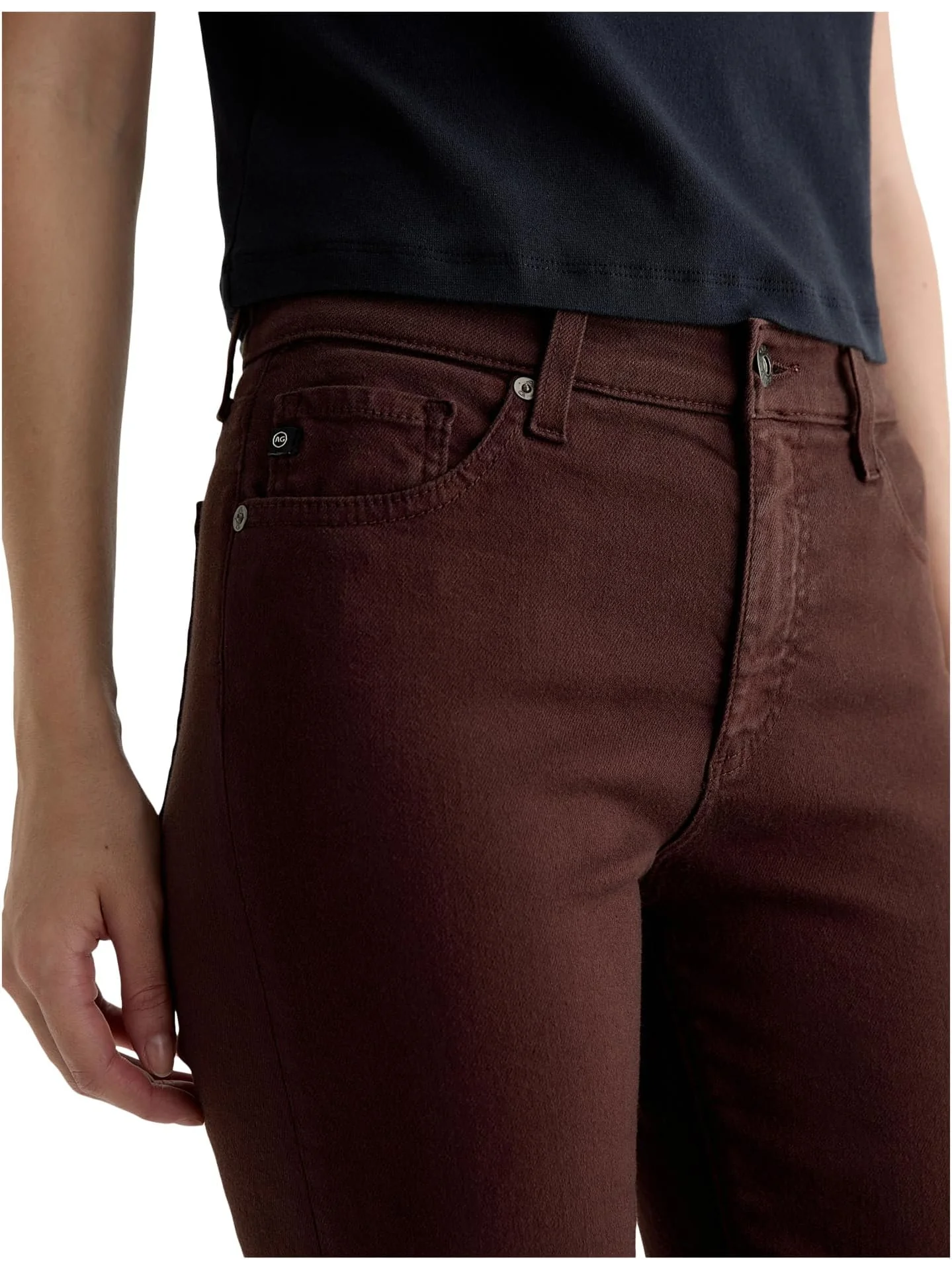 Брюки AG Jeans Women's Mari Mid Rise Slim Straight Jean In Coffee Bean — изображение 4 из 5, кофейный