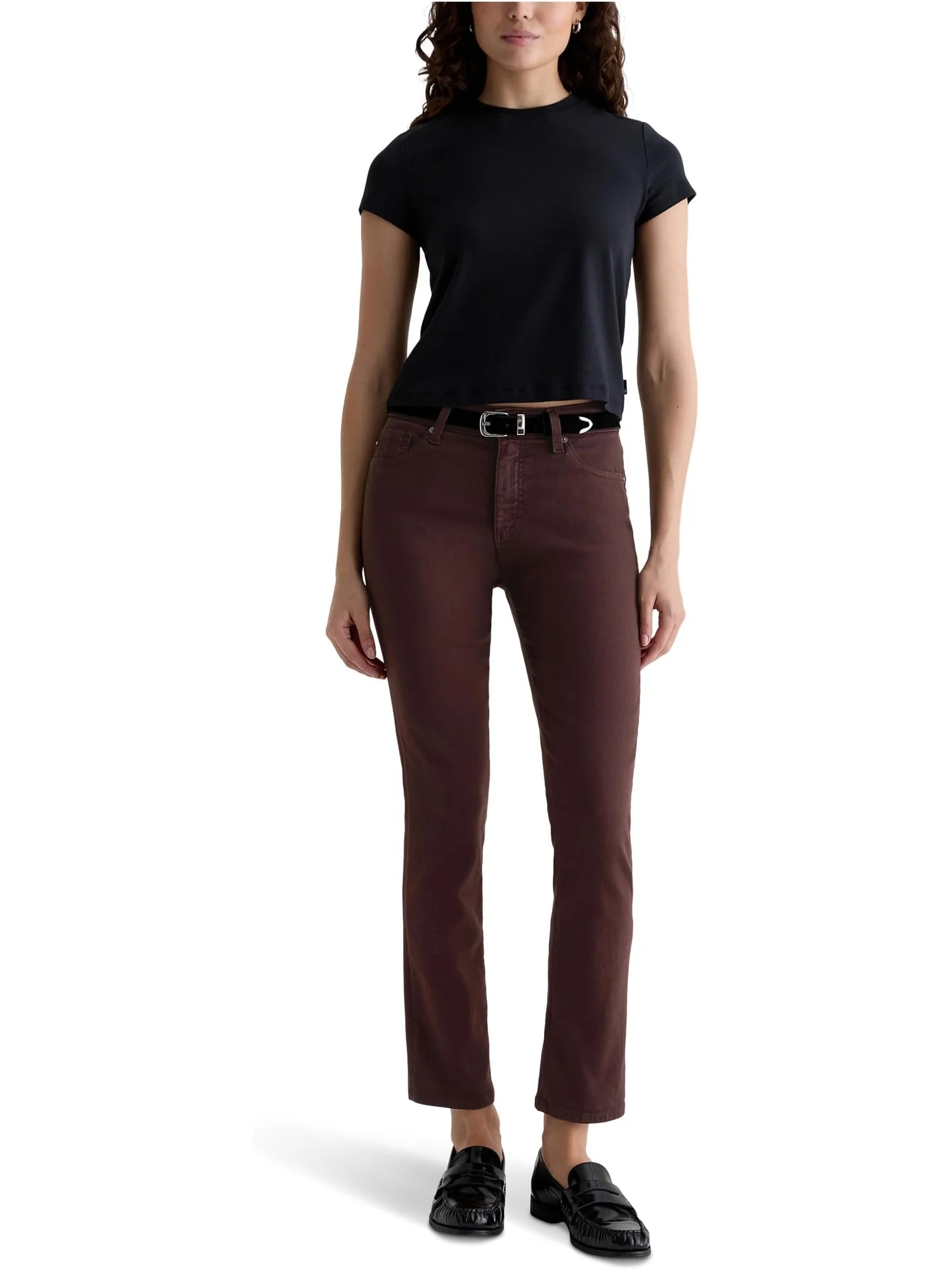 Брюки AG Jeans Women's Mari Mid Rise Slim Straight Jean In Coffee Bean — изображение 5 из 5, кофейный