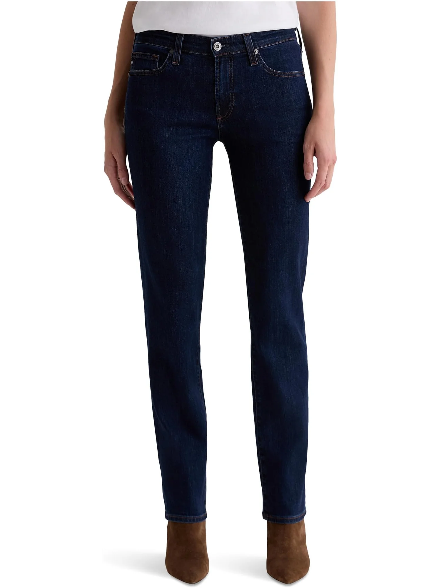 Женские облегающие прямые джинсы Sandra с низкой талией в цвете Modern Indigo AG Jeans