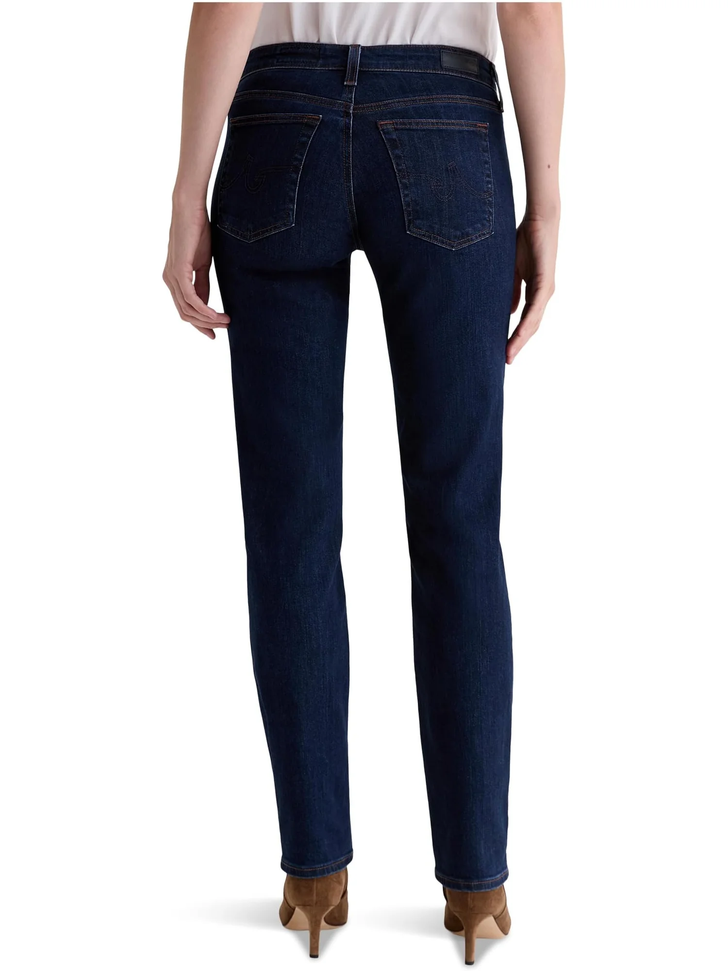 Женские облегающие прямые джинсы Sandra с низкой талией в цвете Modern Indigo AG Jeans — изображение 2 из 4, индиго