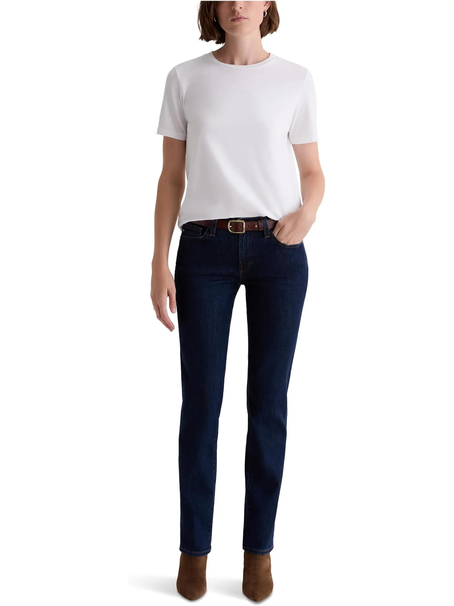 Женские облегающие прямые джинсы Sandra с низкой талией в цвете Modern Indigo AG Jeans — изображение 4 из 4, индиго