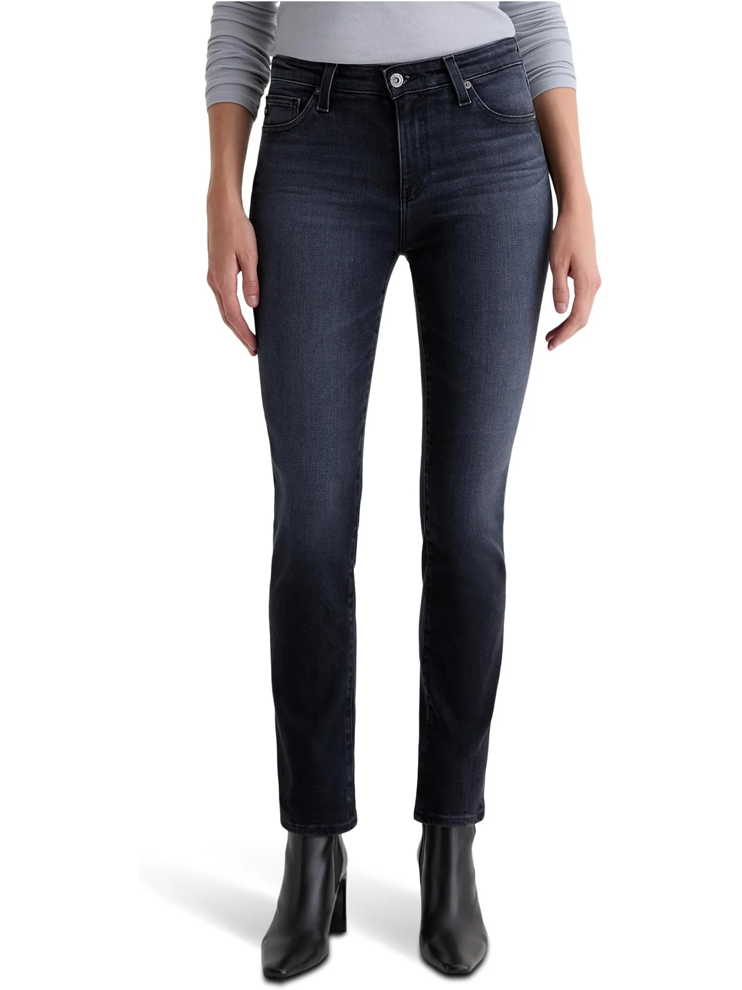 Женские джинсы Mari средней посадки Slim Straight Jeans в Glitch AG Jeans