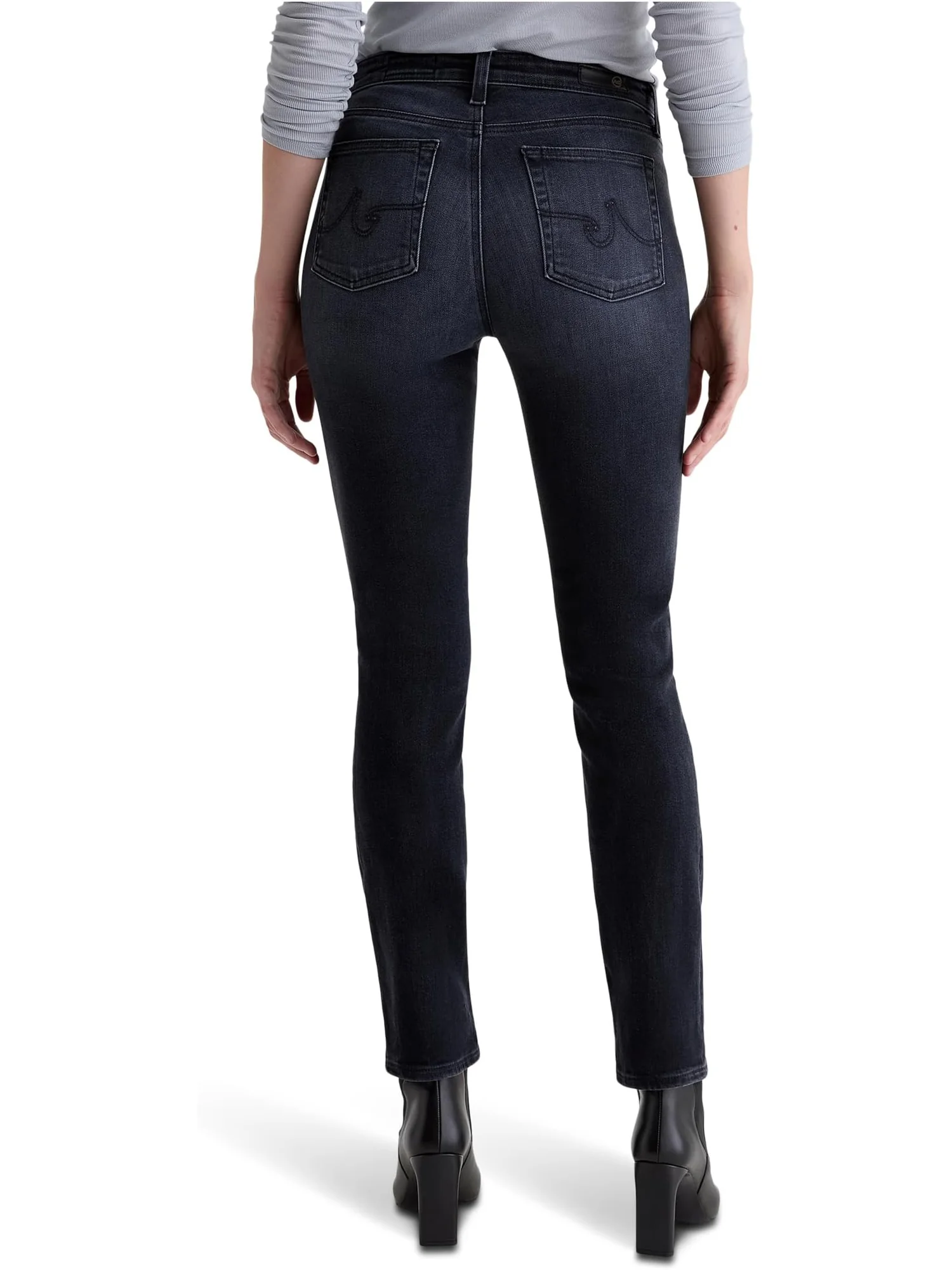 Женские джинсы Mari средней посадки Slim Straight Jeans в Glitch AG Jeans — изображение 2 из 4, мульти