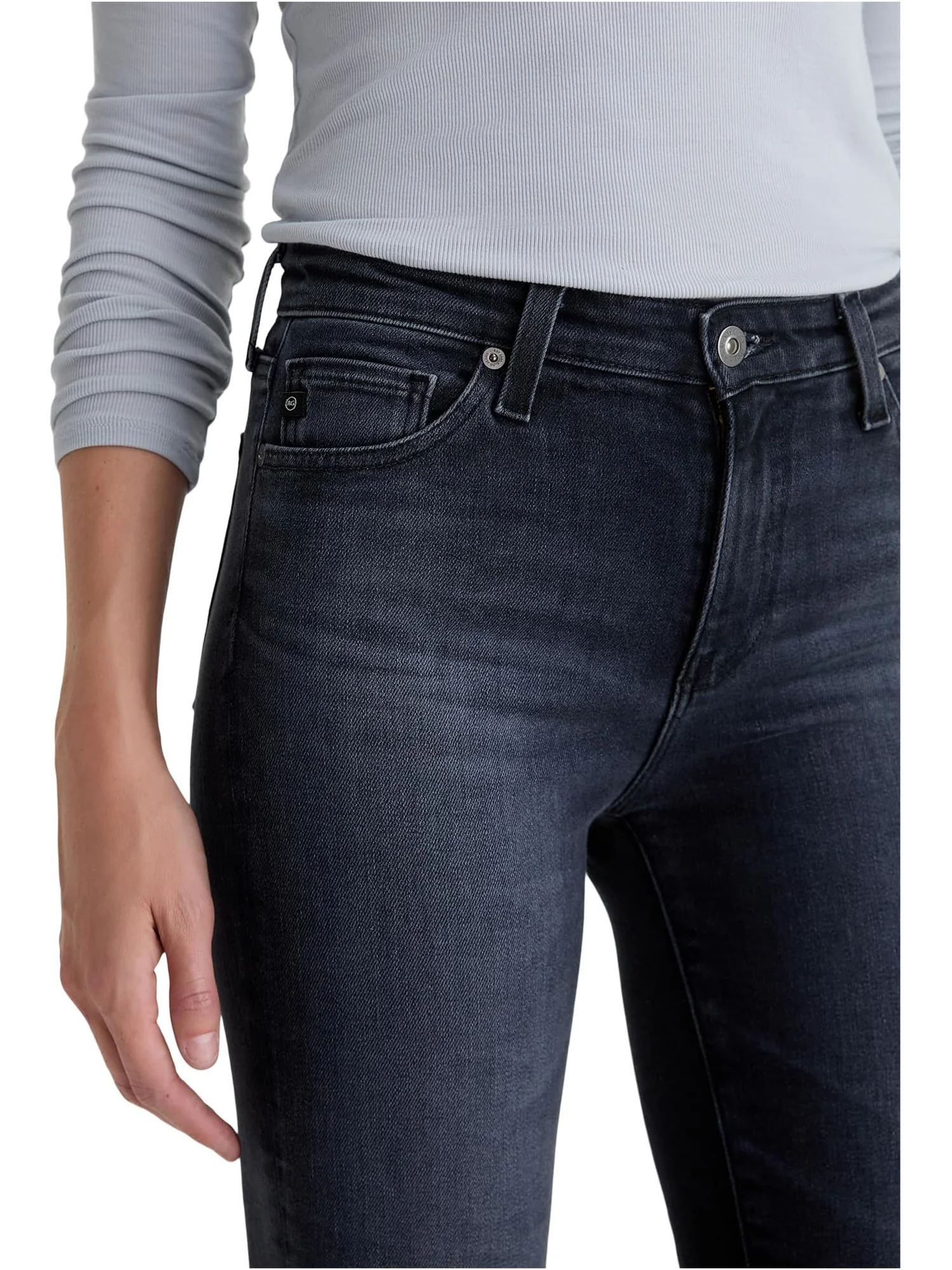 Женские джинсы Mari средней посадки Slim Straight Jeans в Glitch AG Jeans — изображение 3 из 4, мульти