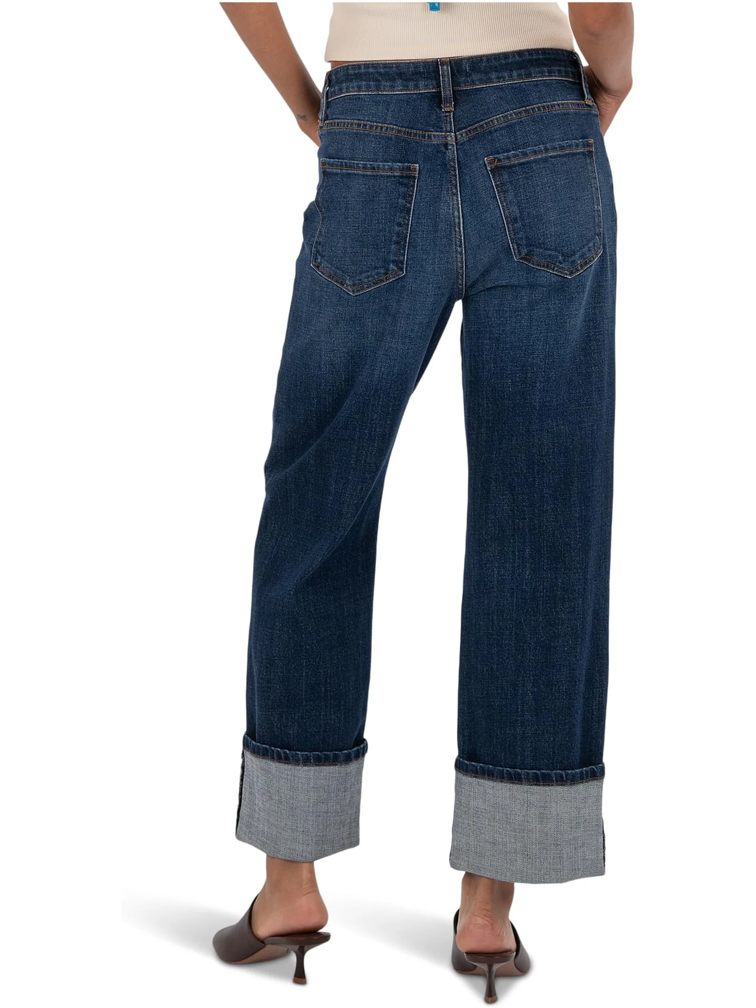 Джинсы KUT from the Kloth Women's Sienna High-Rise Straight Leg-Roll Up 5" in Clarity, Clarity — изображение 2 из 3, мульти